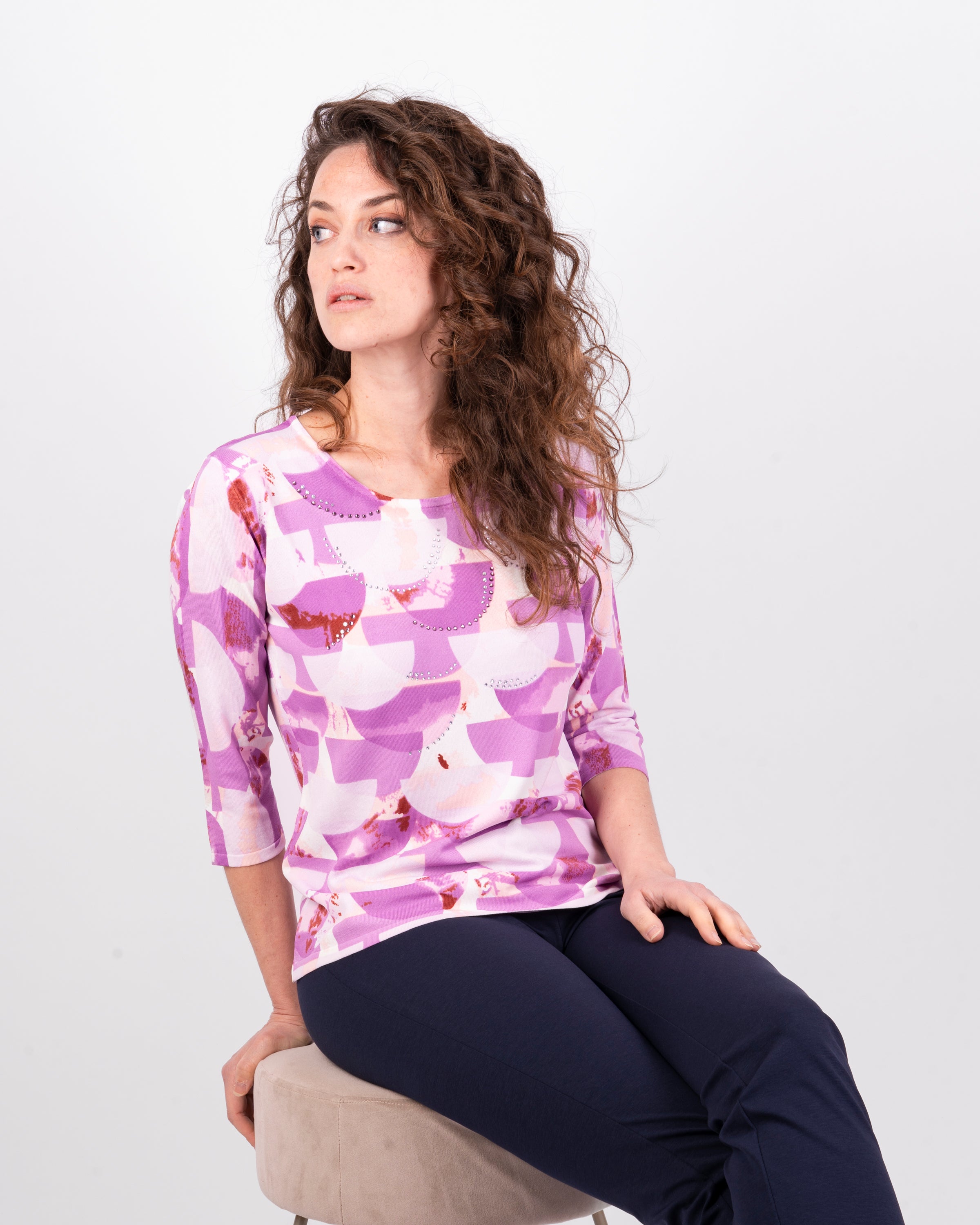 Maglia girocollo viscosa manica 3/4 L5818