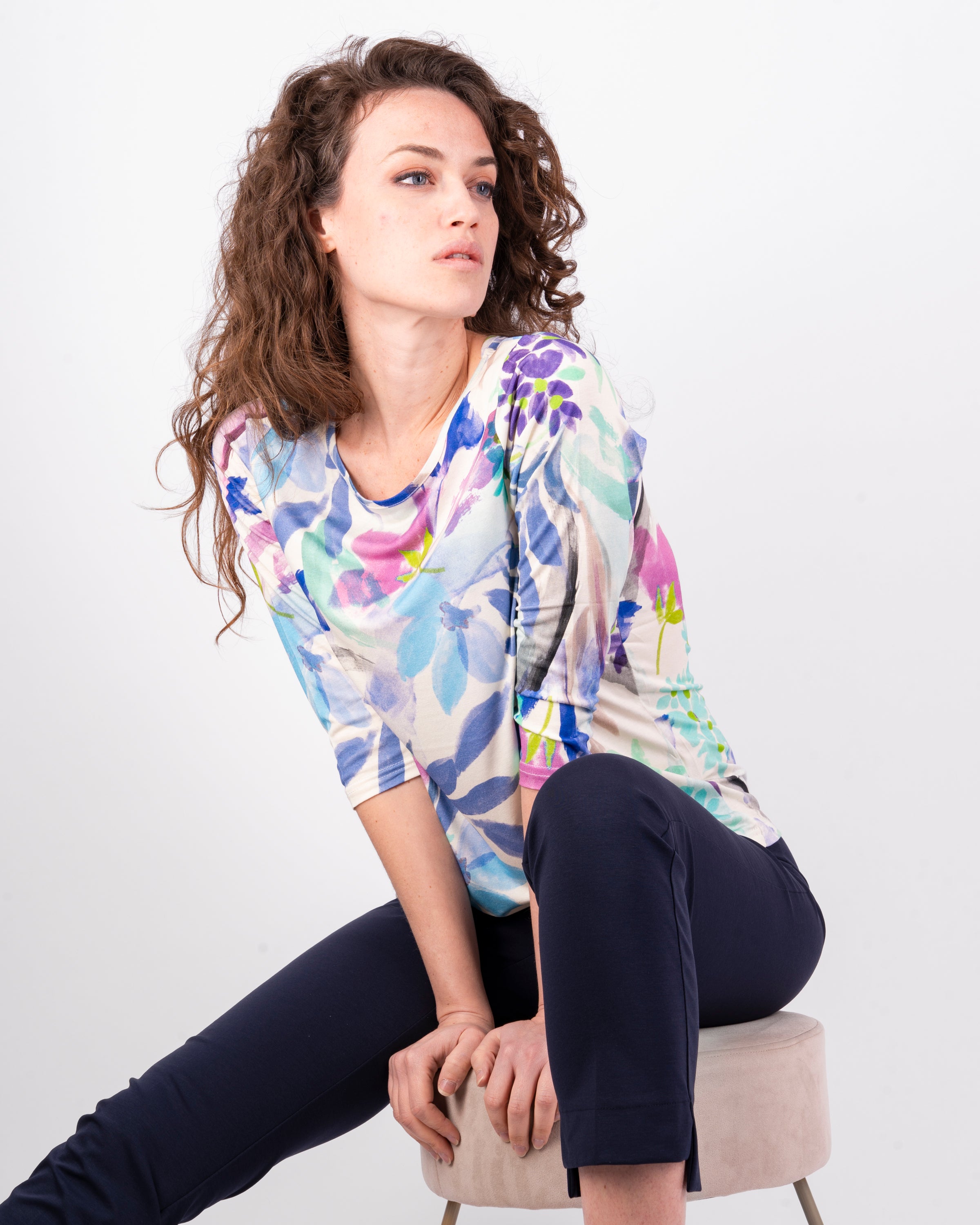 Maglia manica 3/4 in jersey fantasia 605-02