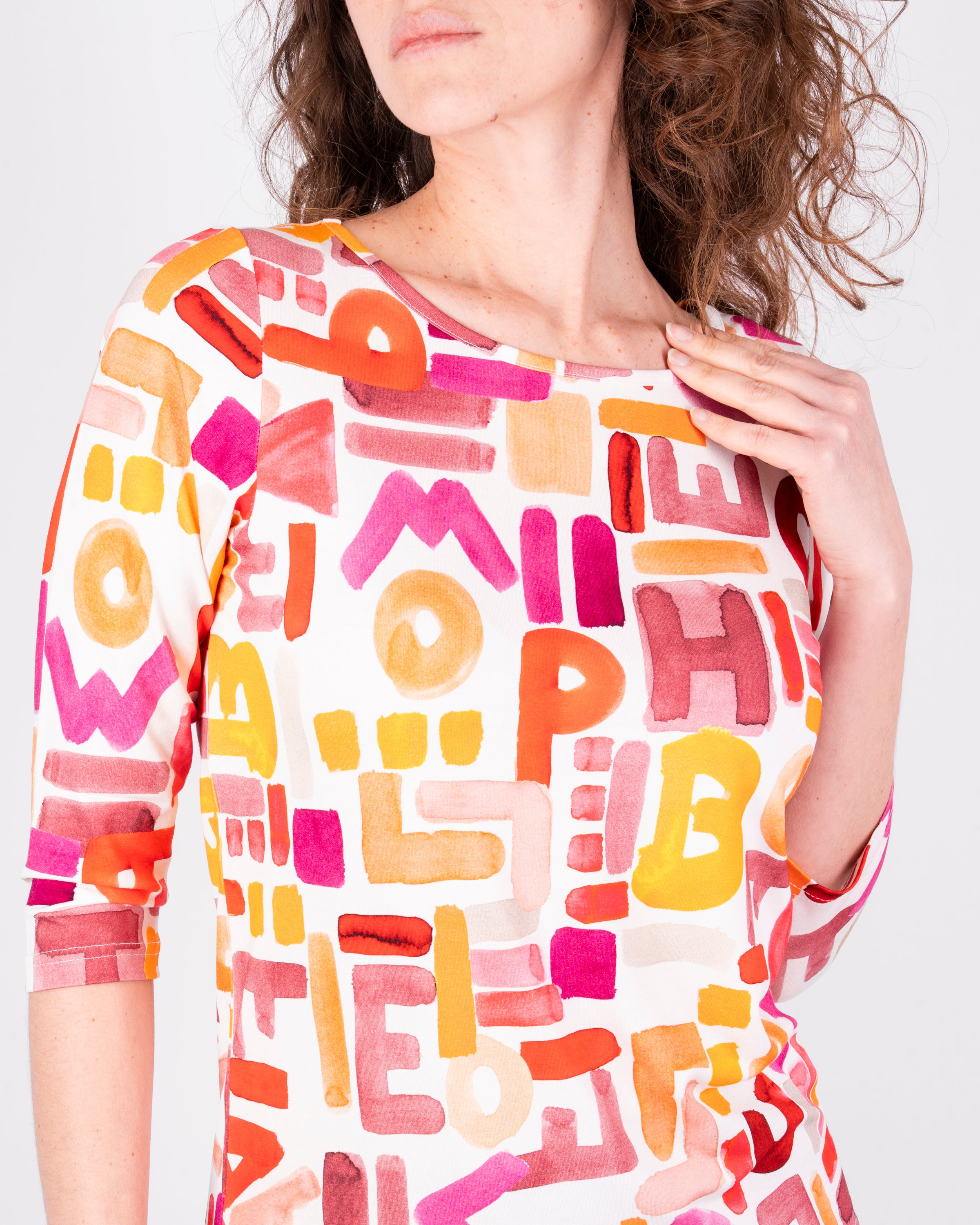 Maglia manica 3/4 fantasia Lettering 605-07