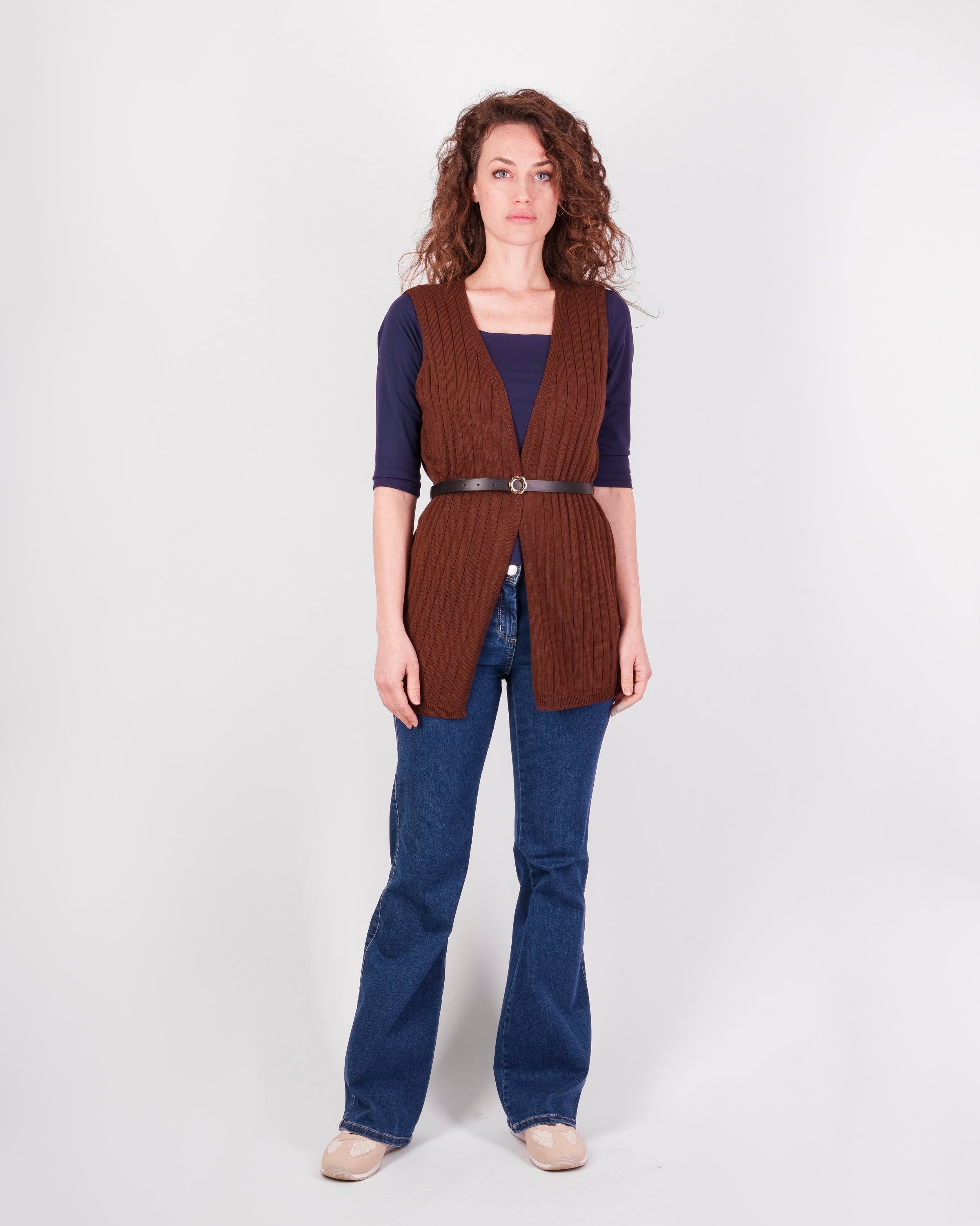 Cardigan lungo smanicato cintina M-62