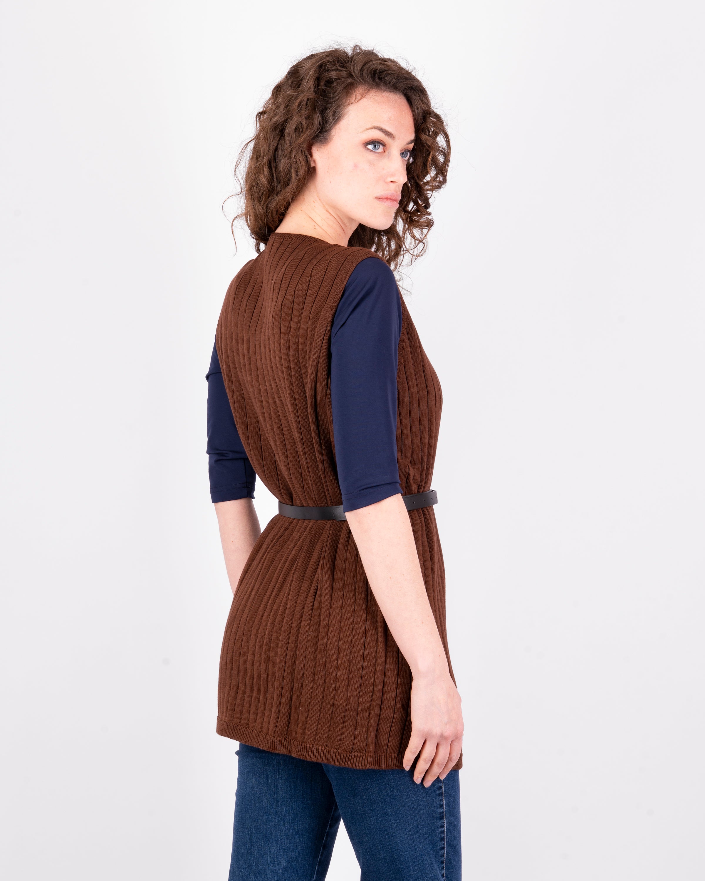 Cardigan lungo smanicato cintina M-62