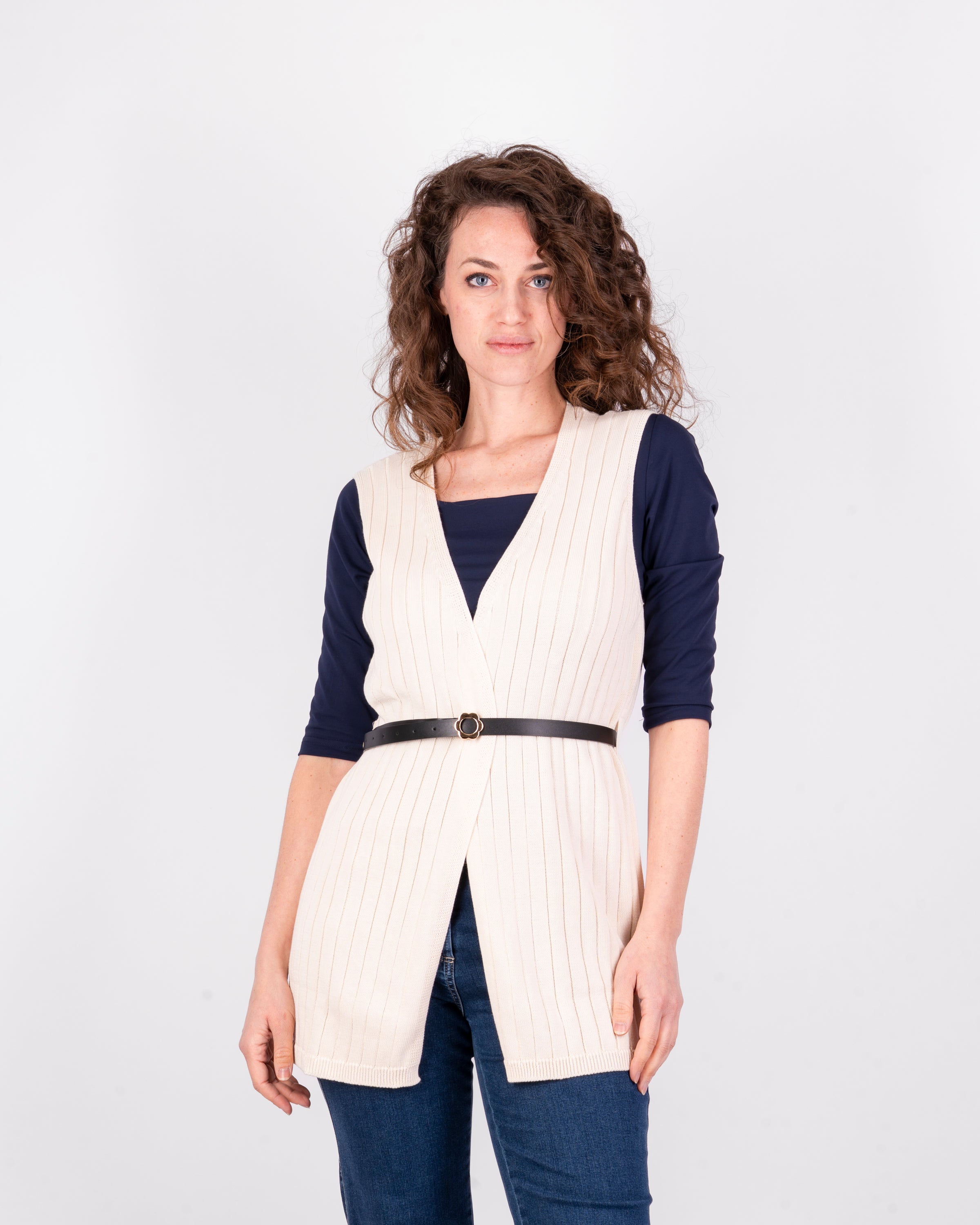 Cardigan lungo smanicato cintina M-62