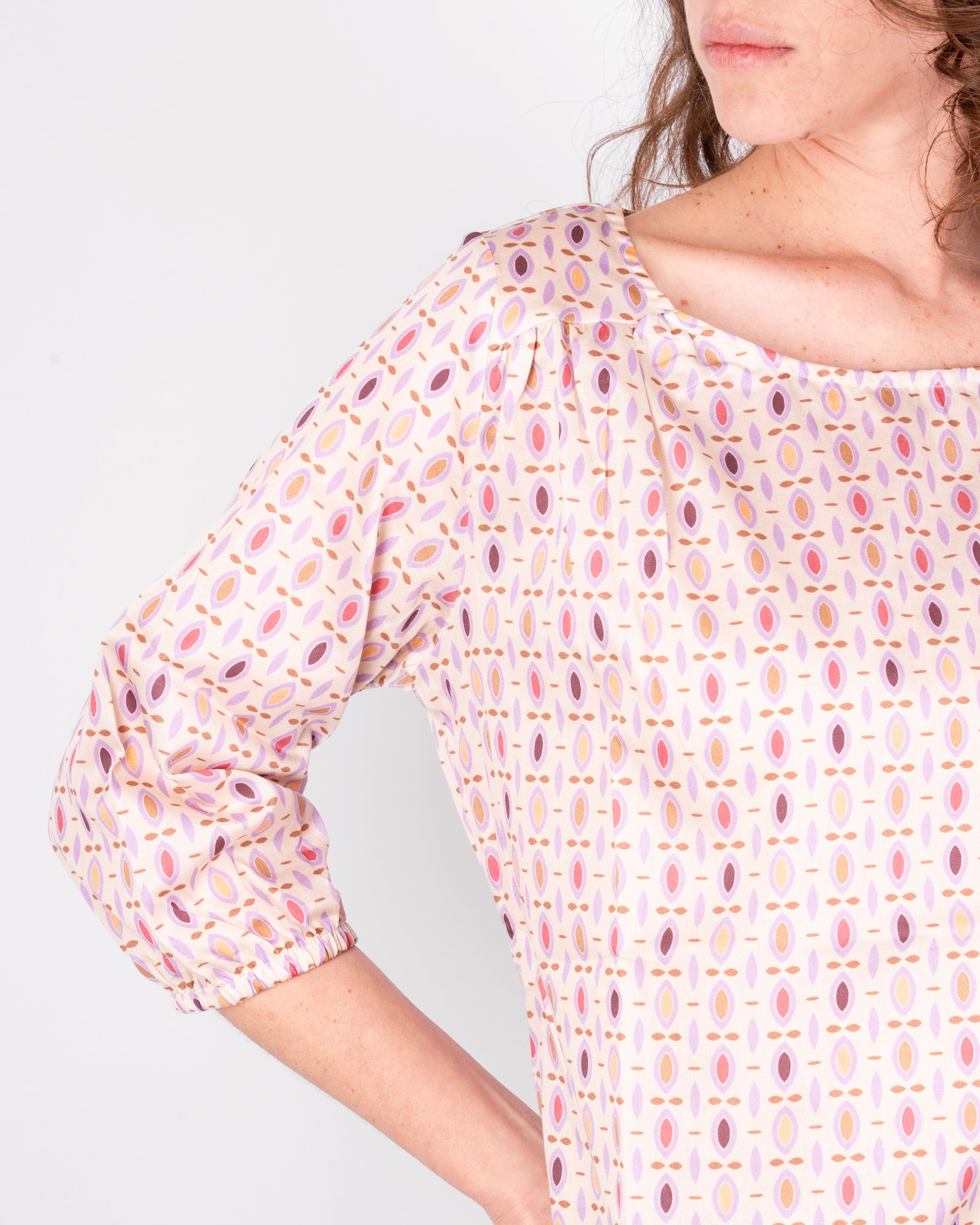 Blusa manica 3/4 in cotone lucido S-110