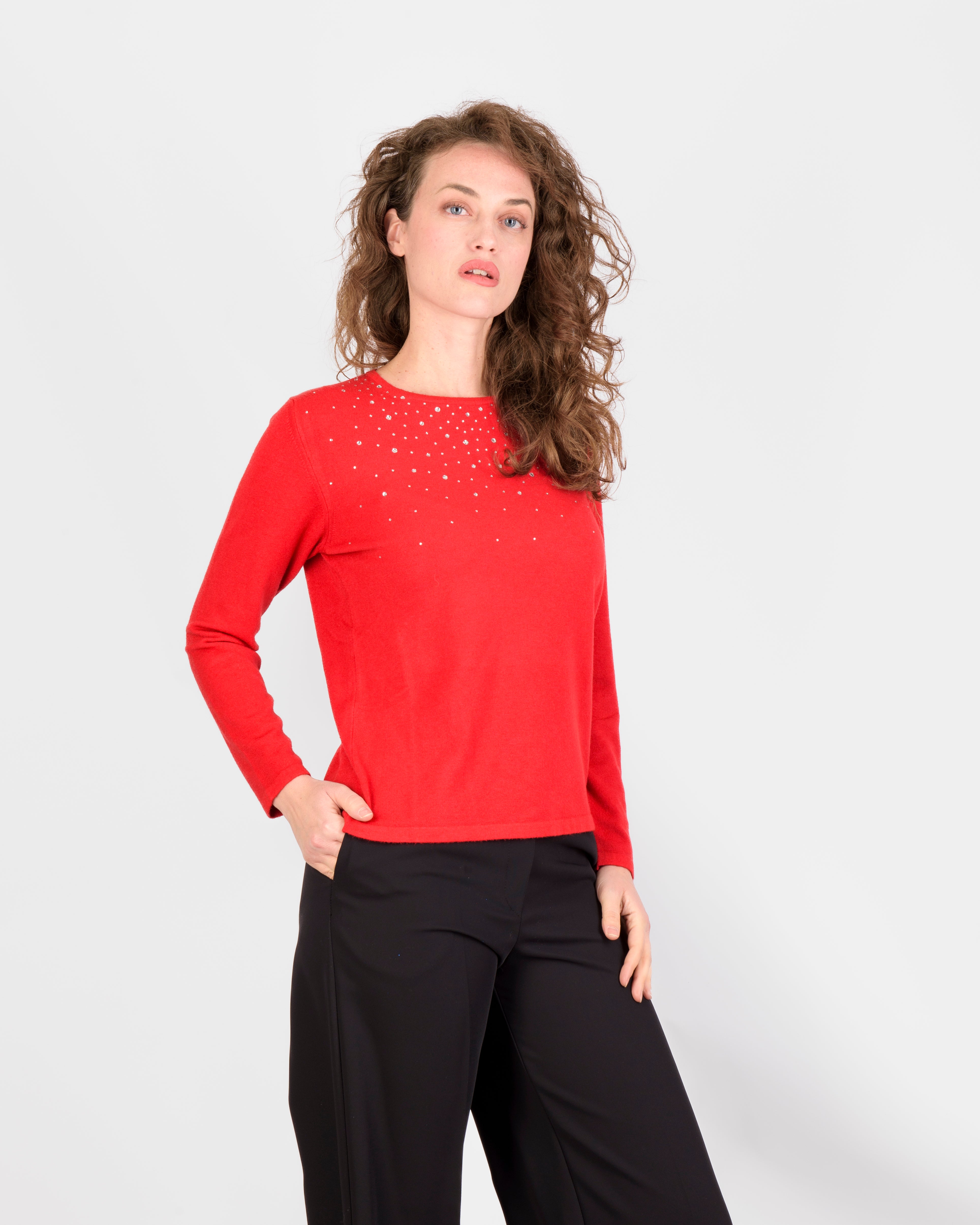 Maglia giro elegante pioggia di cristalli HU05