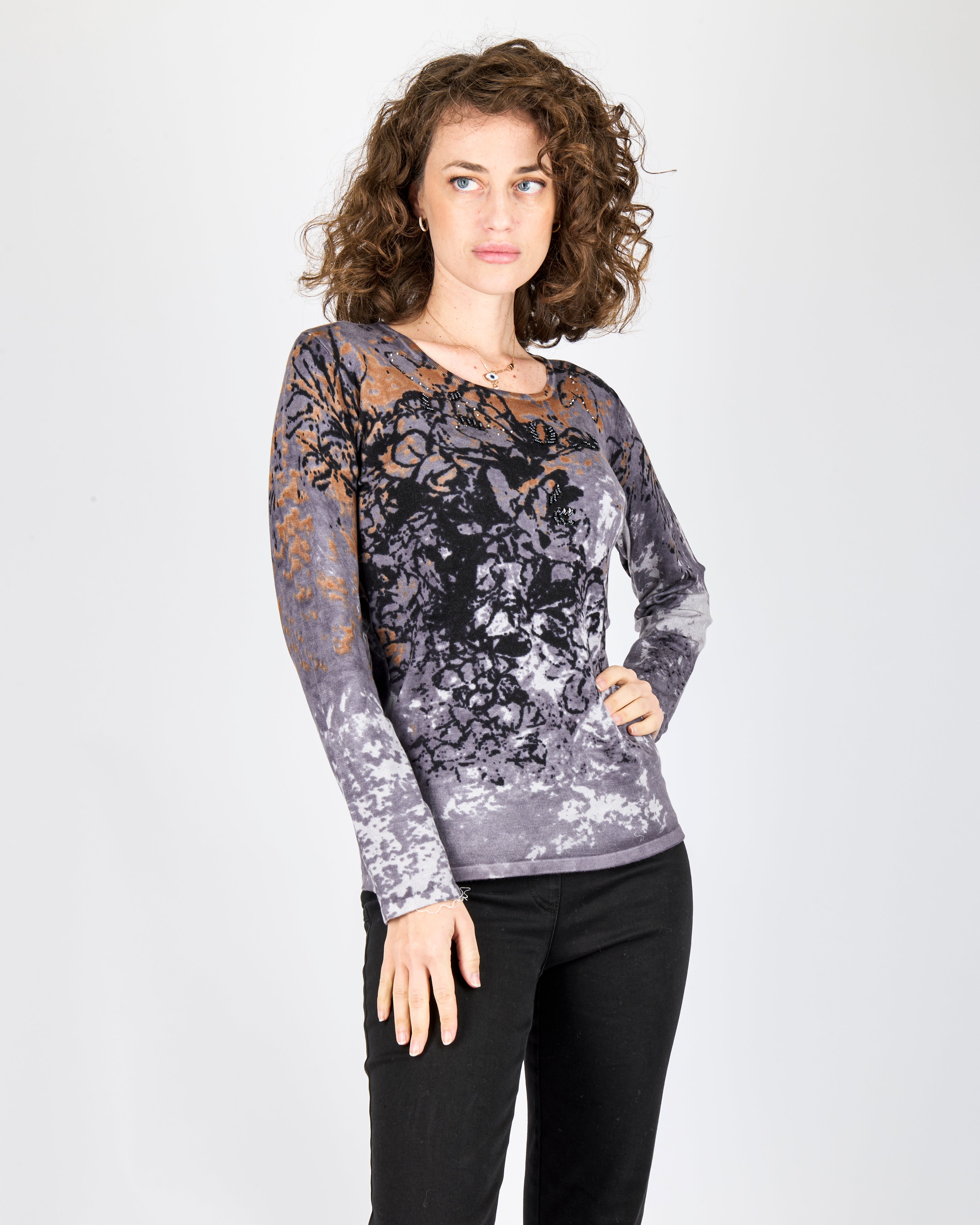 Maglia girocollo viscosa fantasia 436021