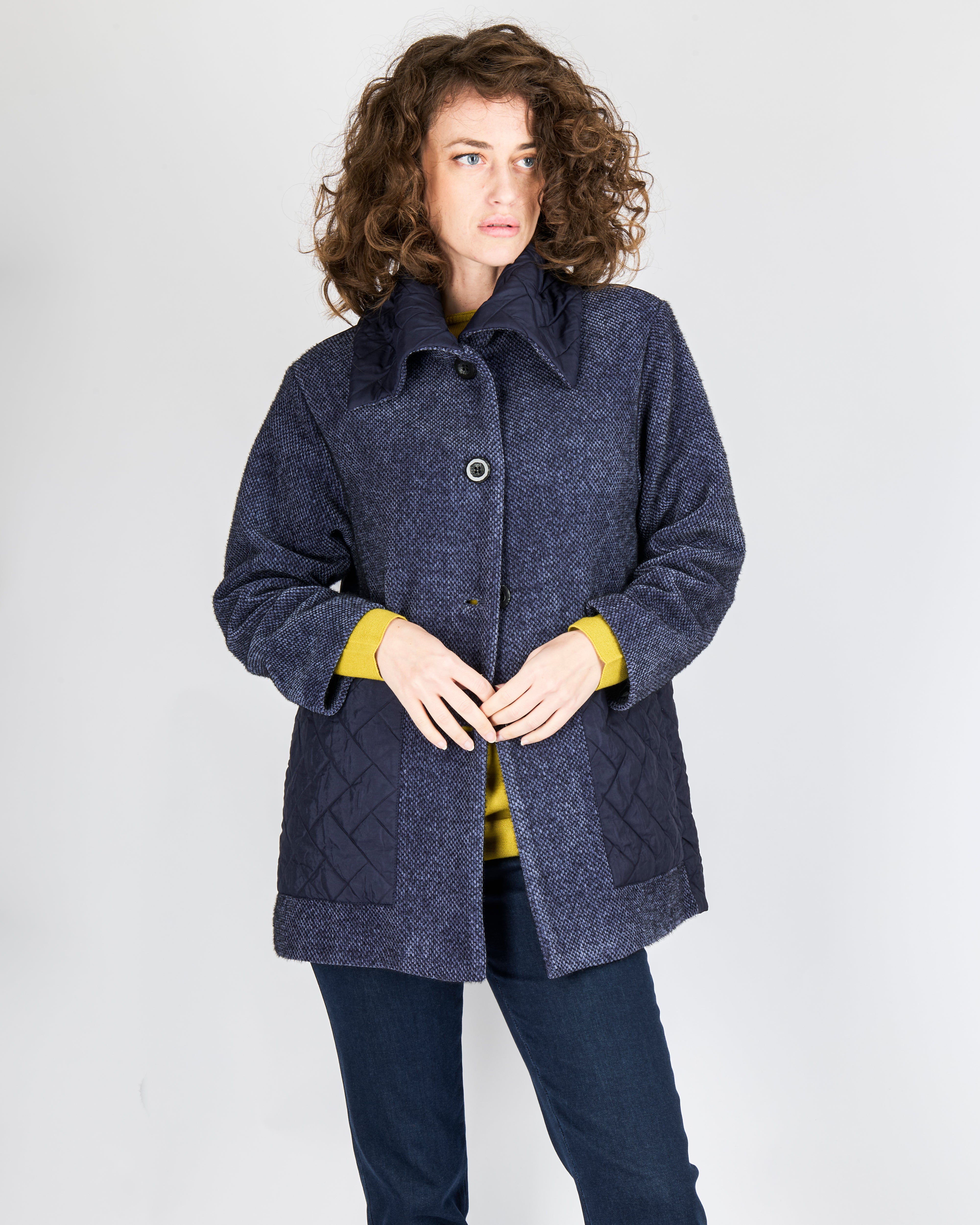 Cappotto leggero tasca e collo trapuntato DS4298