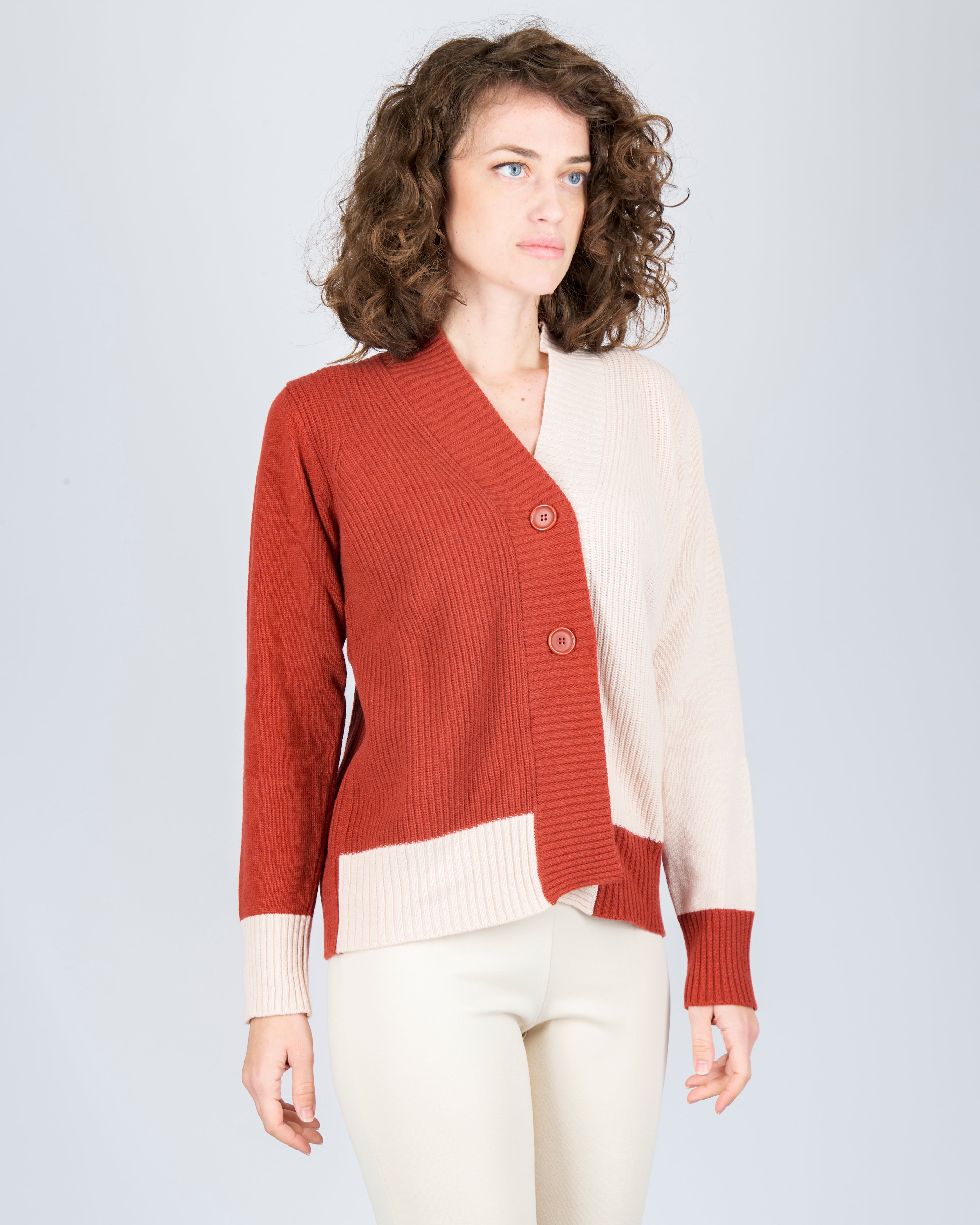 Cardigan bicolor punto pannocchia 21201