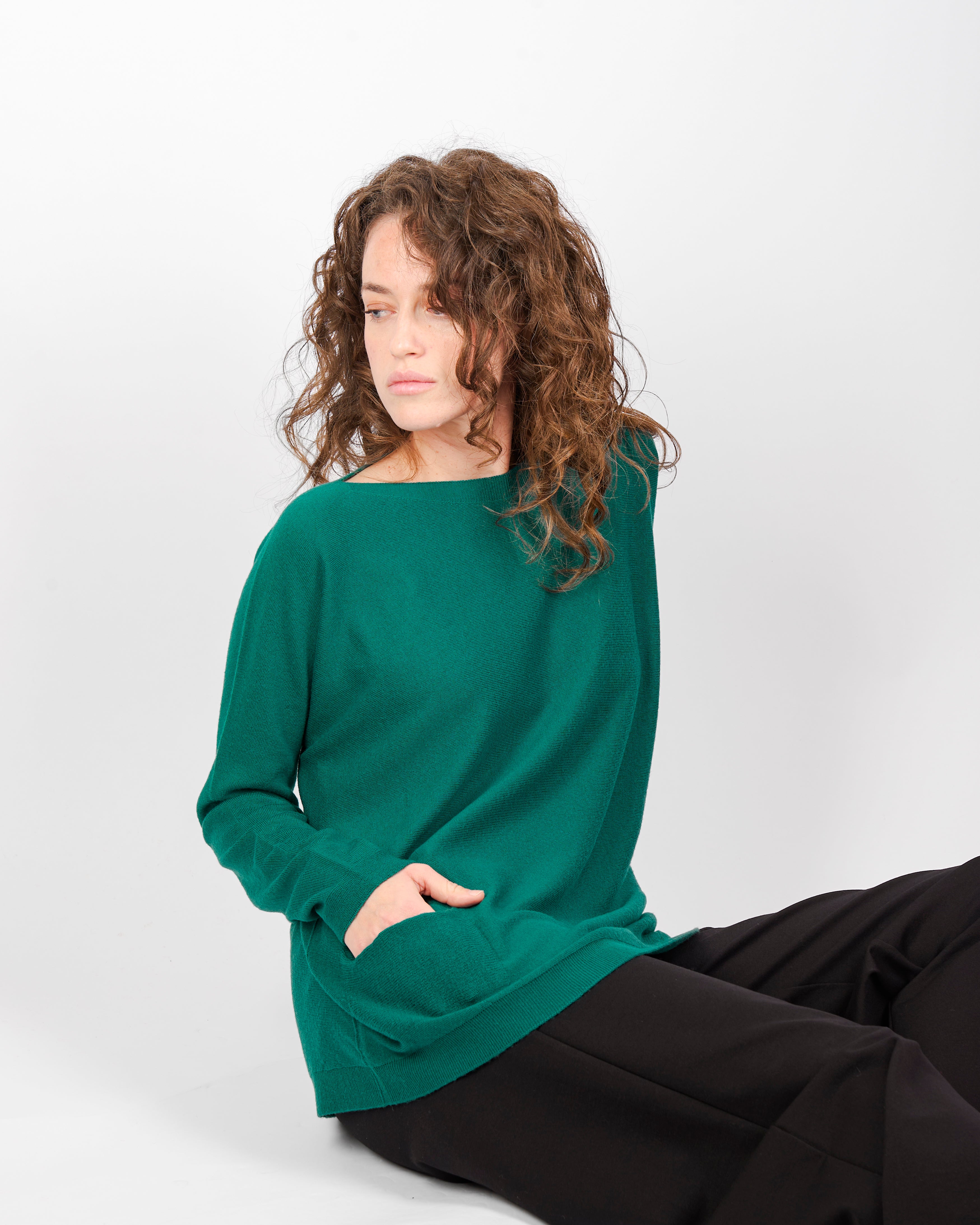 Maglia over tasche pura lana A10/ML