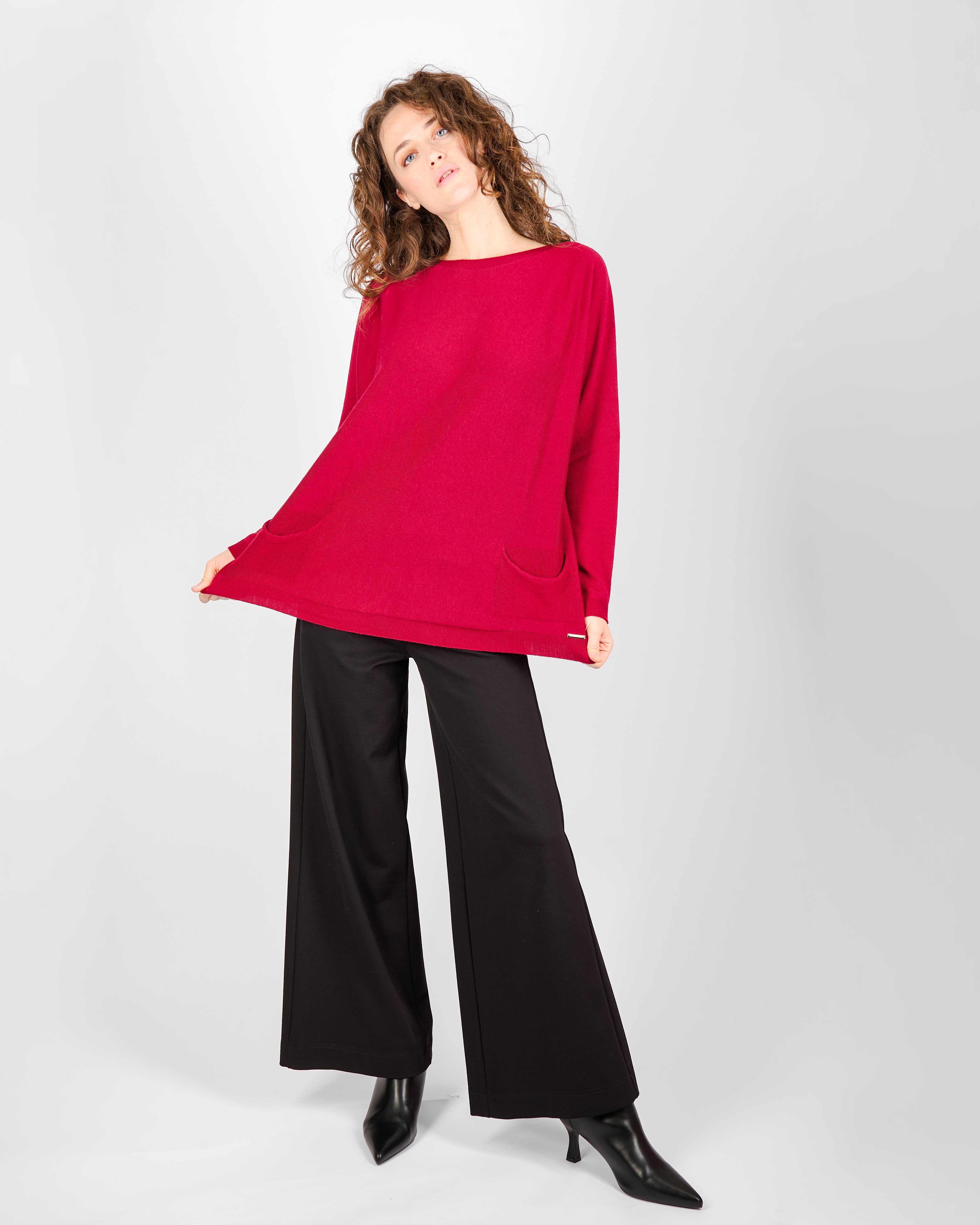 Maglia over tasche pura lana A10/ML