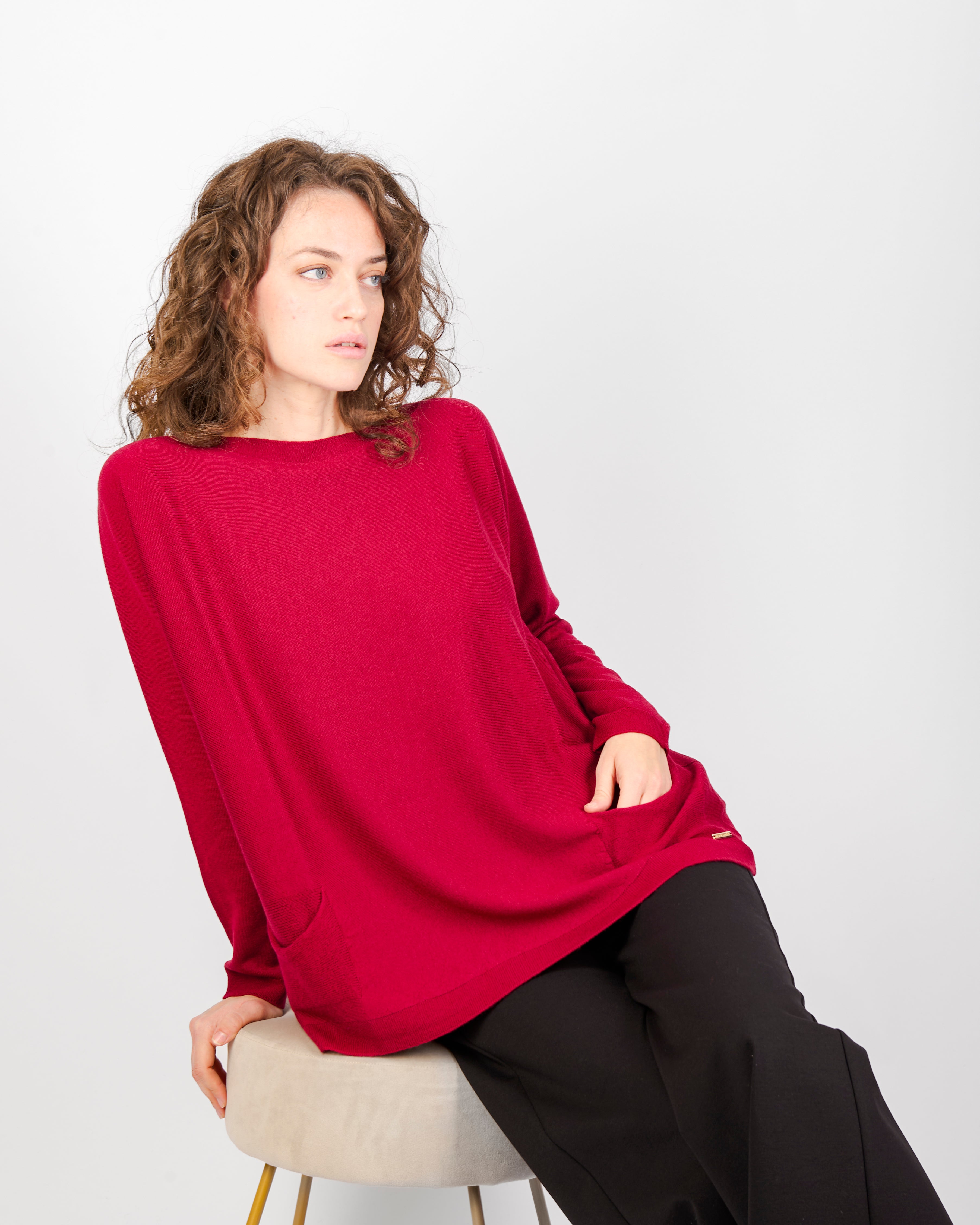 Maglia over tasche pura lana A10/ML