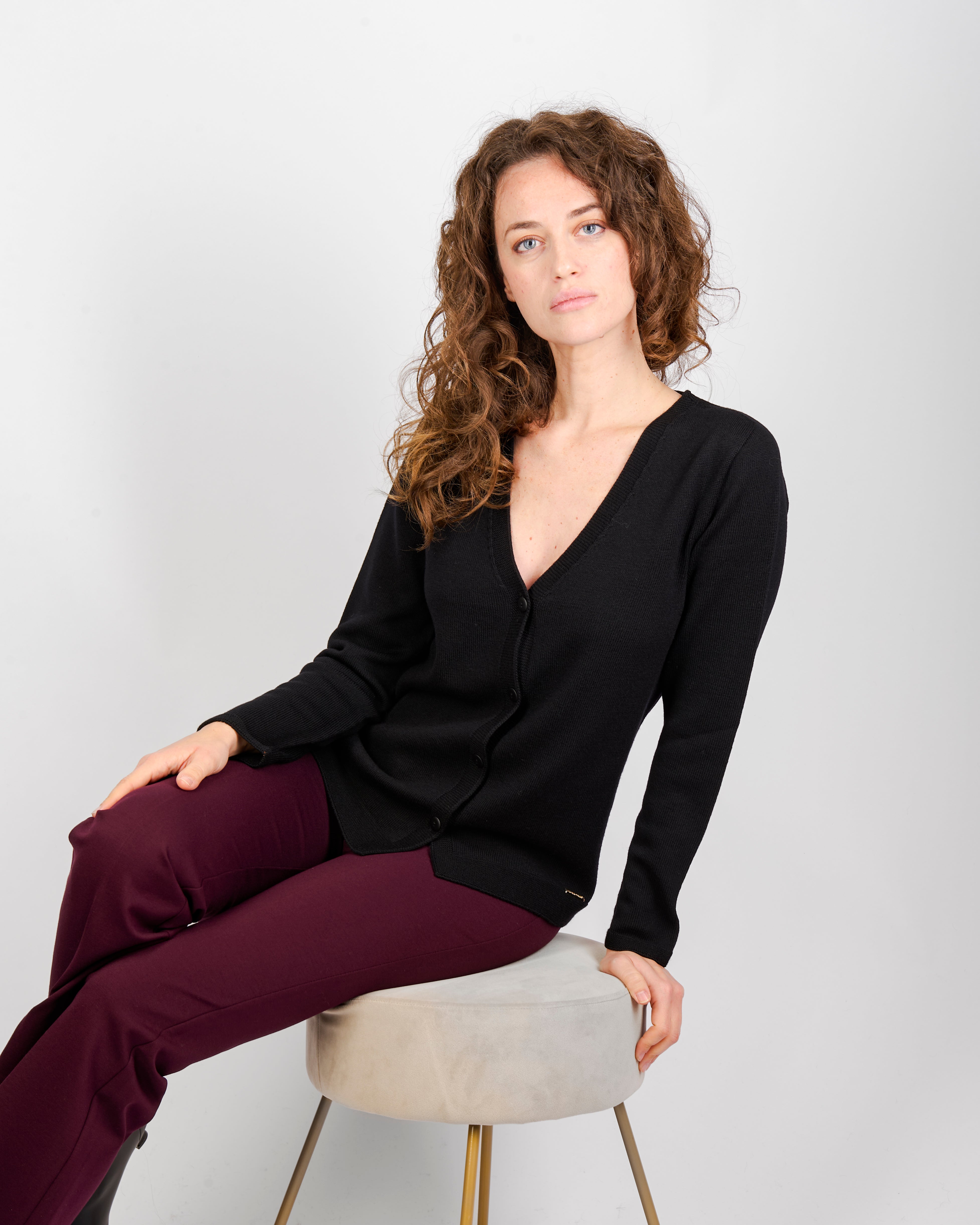 Cardigan rasato bottoni pura lana Z9626