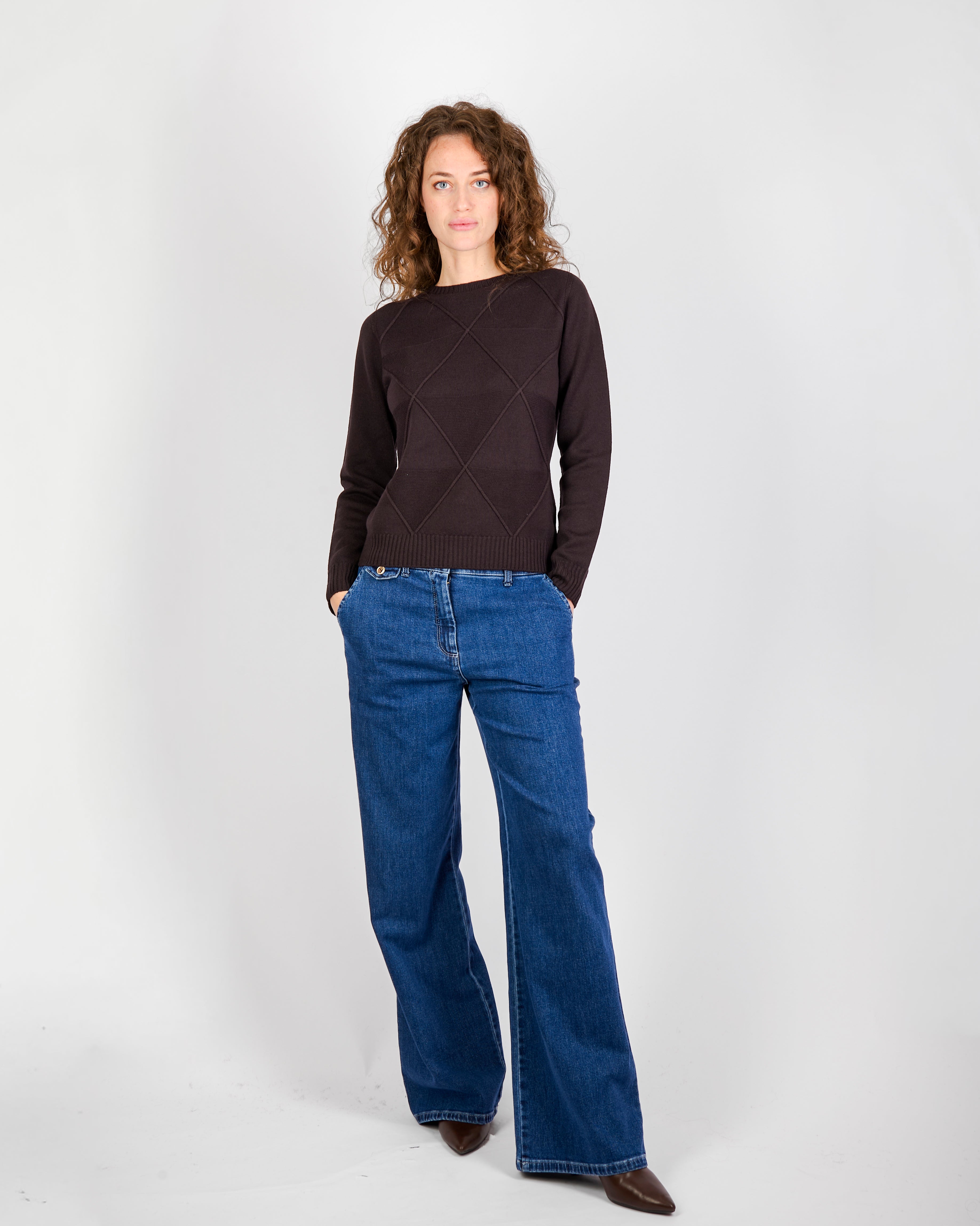 Maglia girocollo rombi links pura lana DA 504