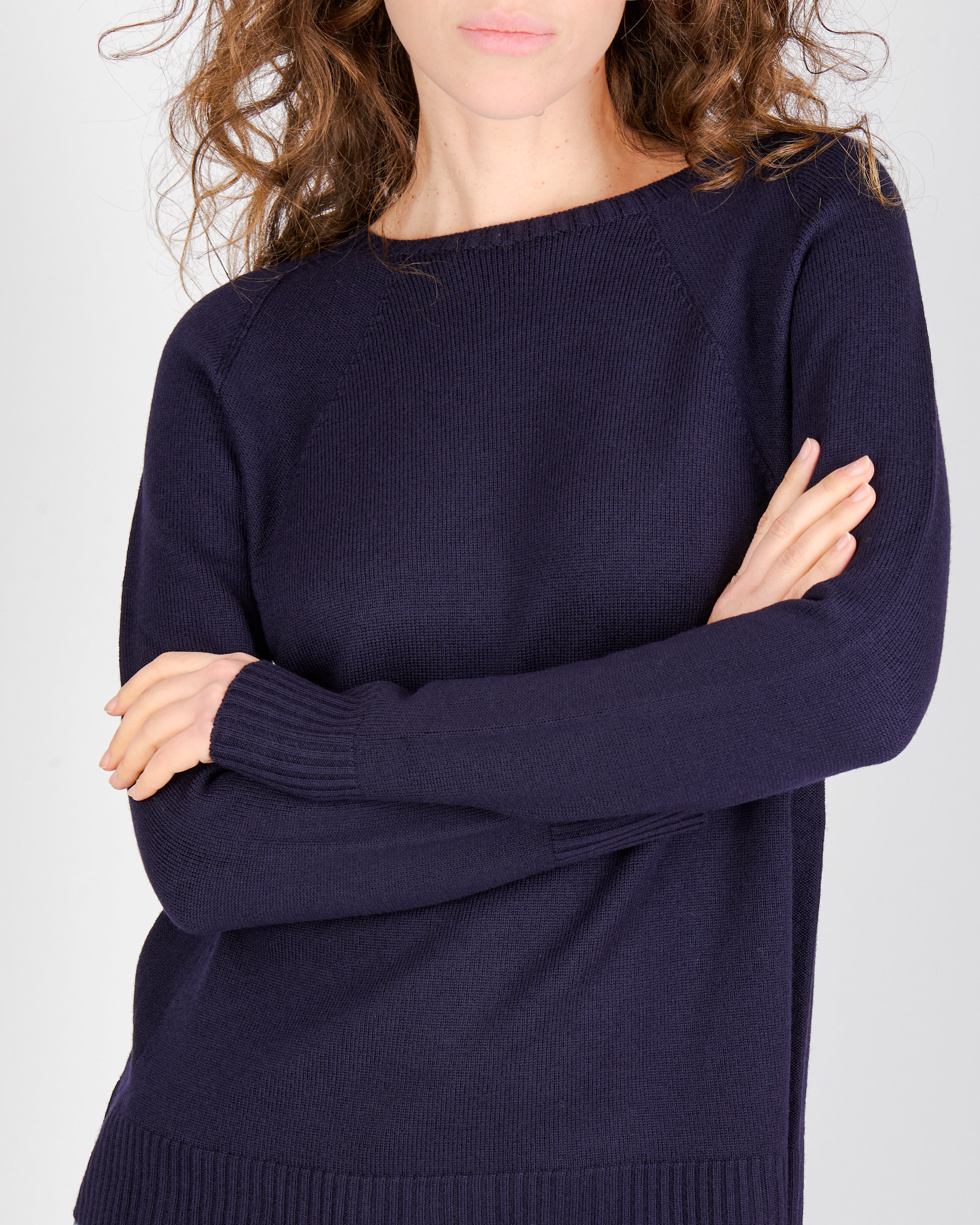 Maglia girocollo pura lana svasata W-250