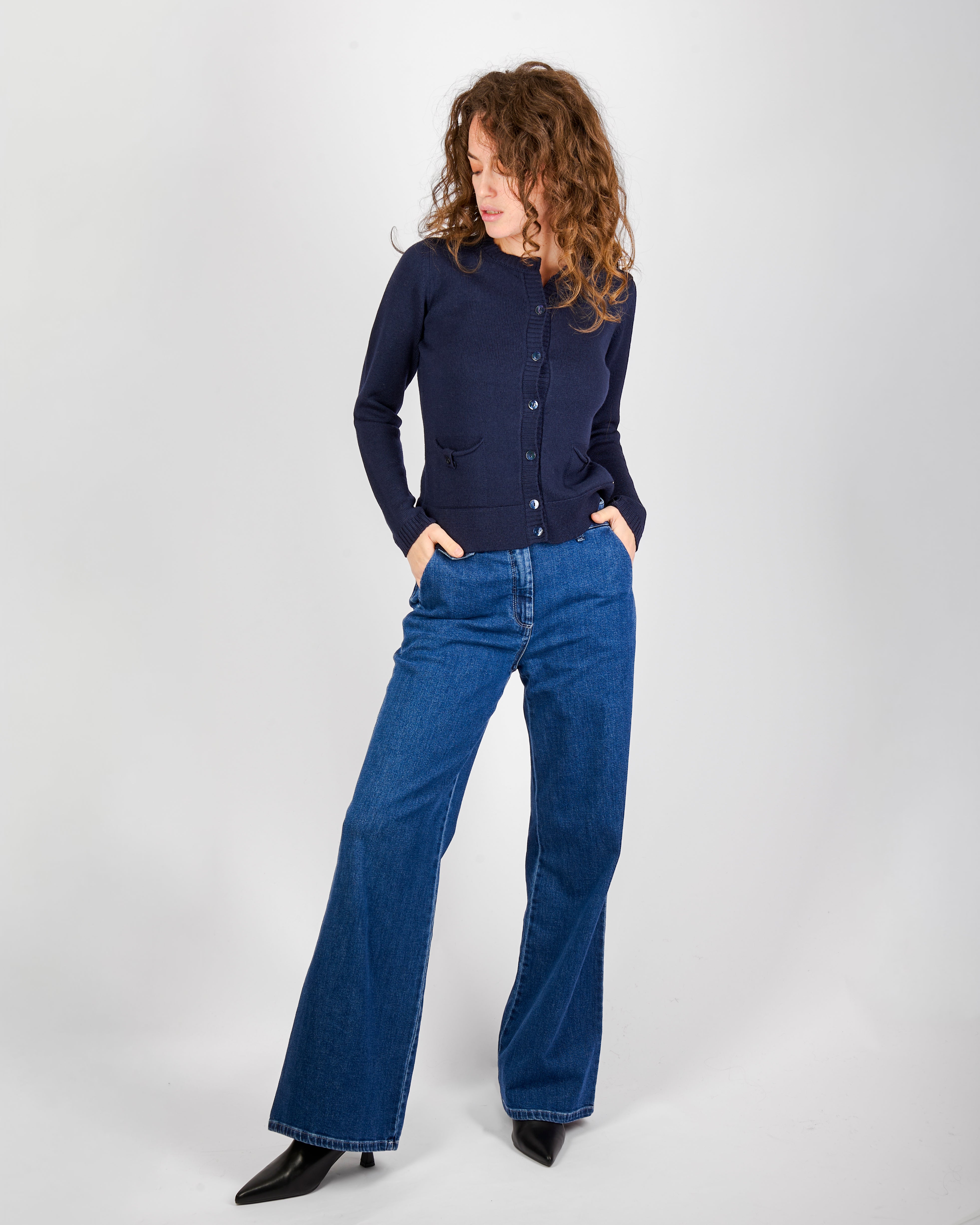 Giacca pura lana aperta tasche e bottoni Z5348/BN