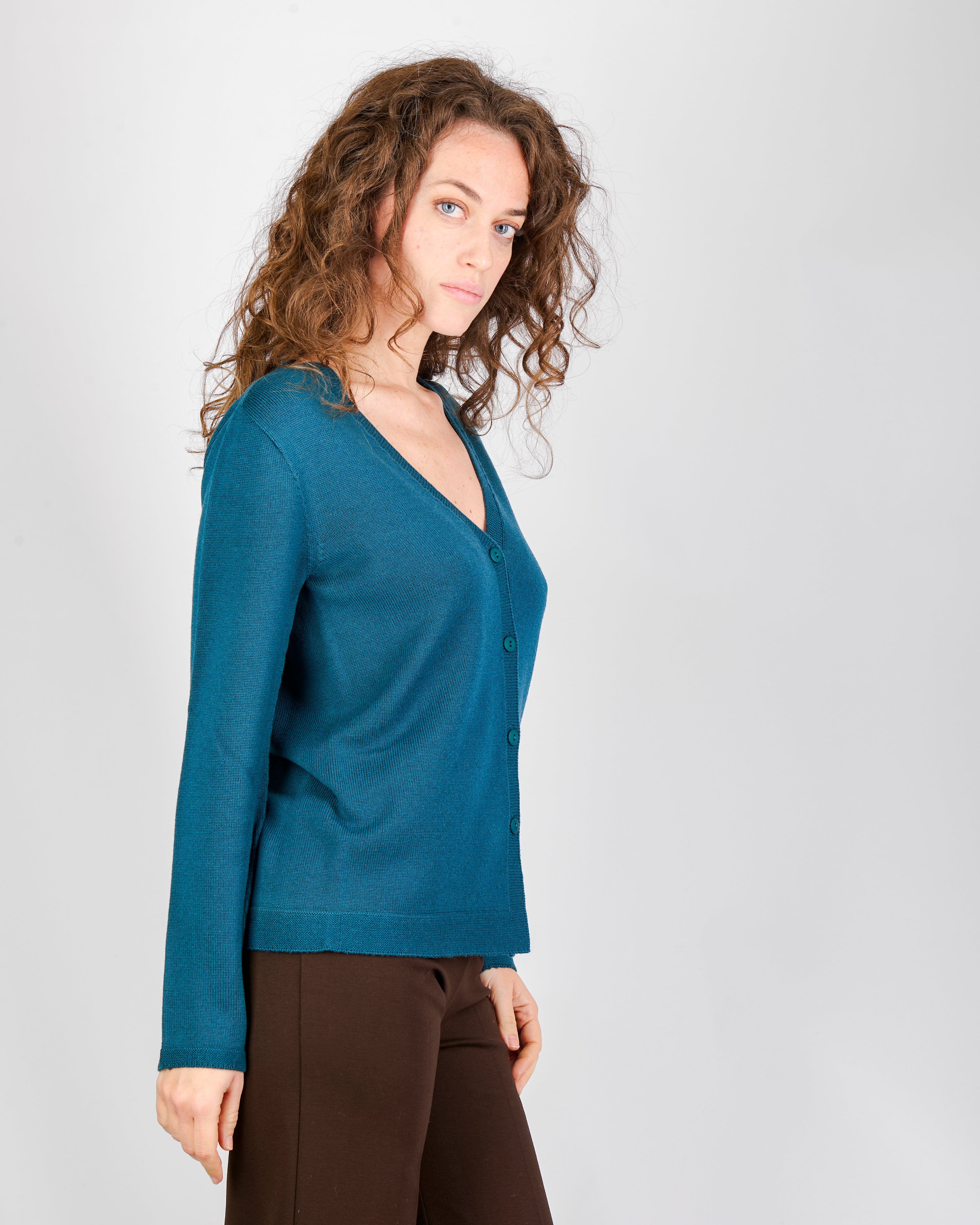 Cardigan rasato bottoni pura lana Z9626