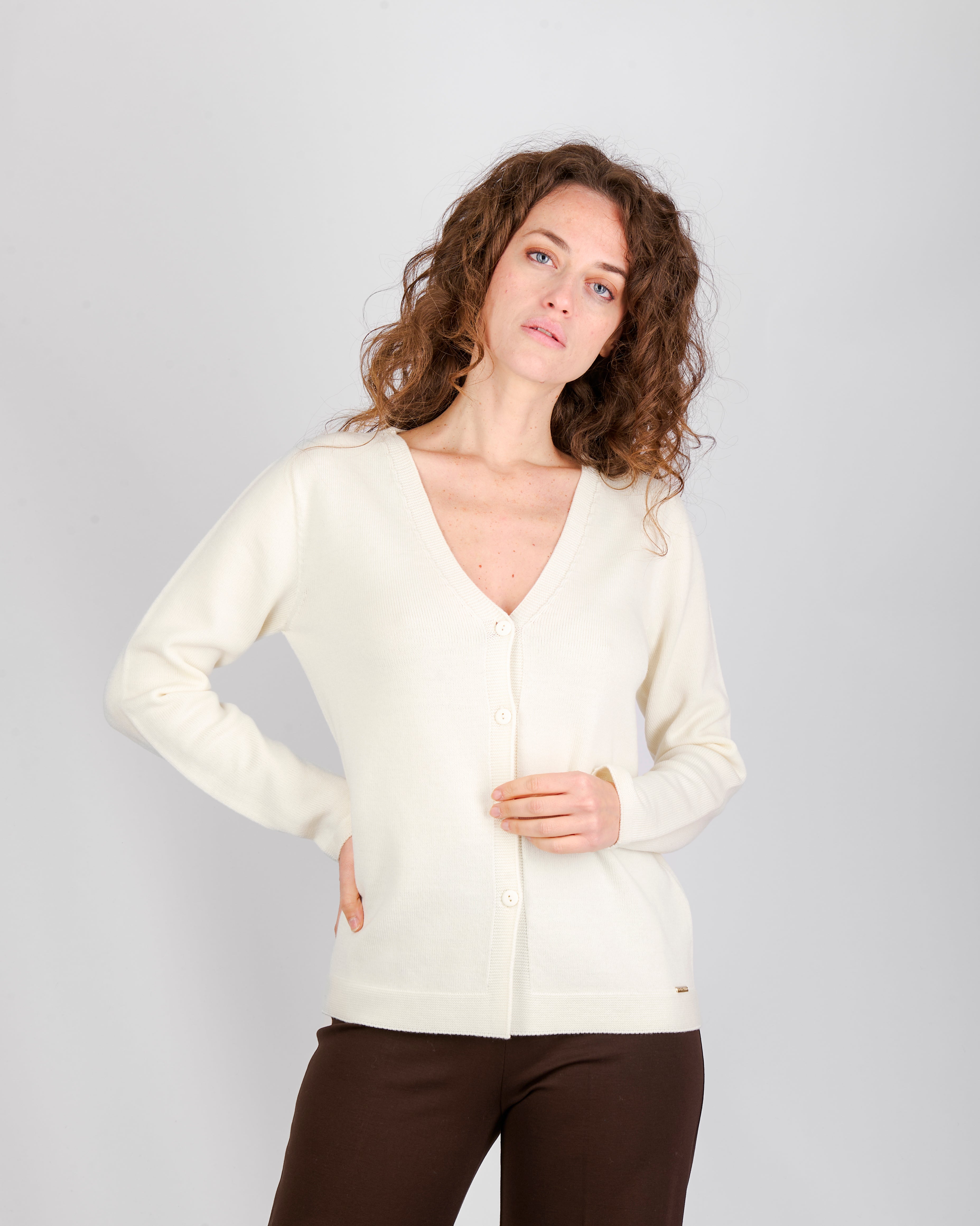 Cardigan rasato bottoni pura lana Z9626