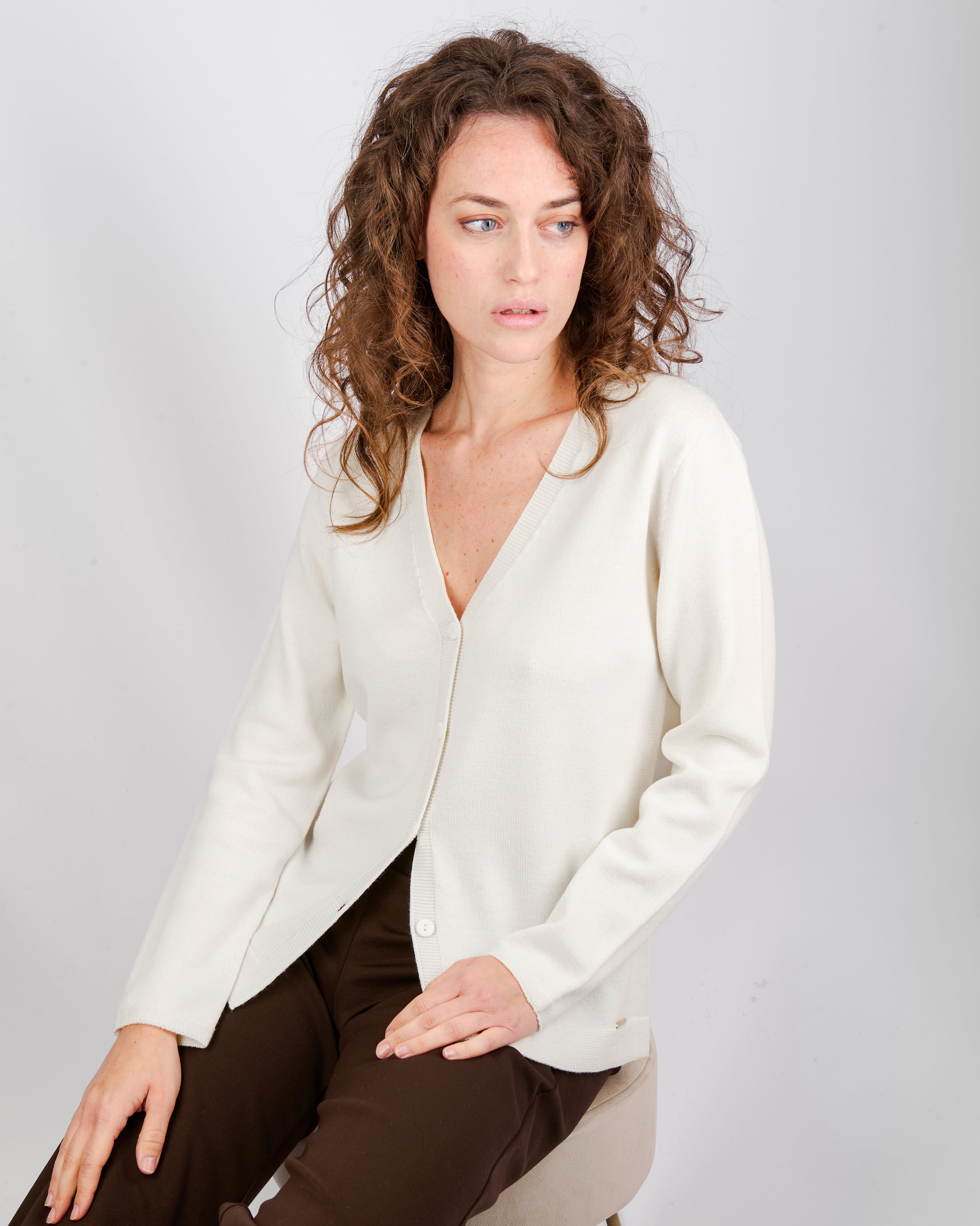 Cardigan rasato bottoni pura lana Z9626