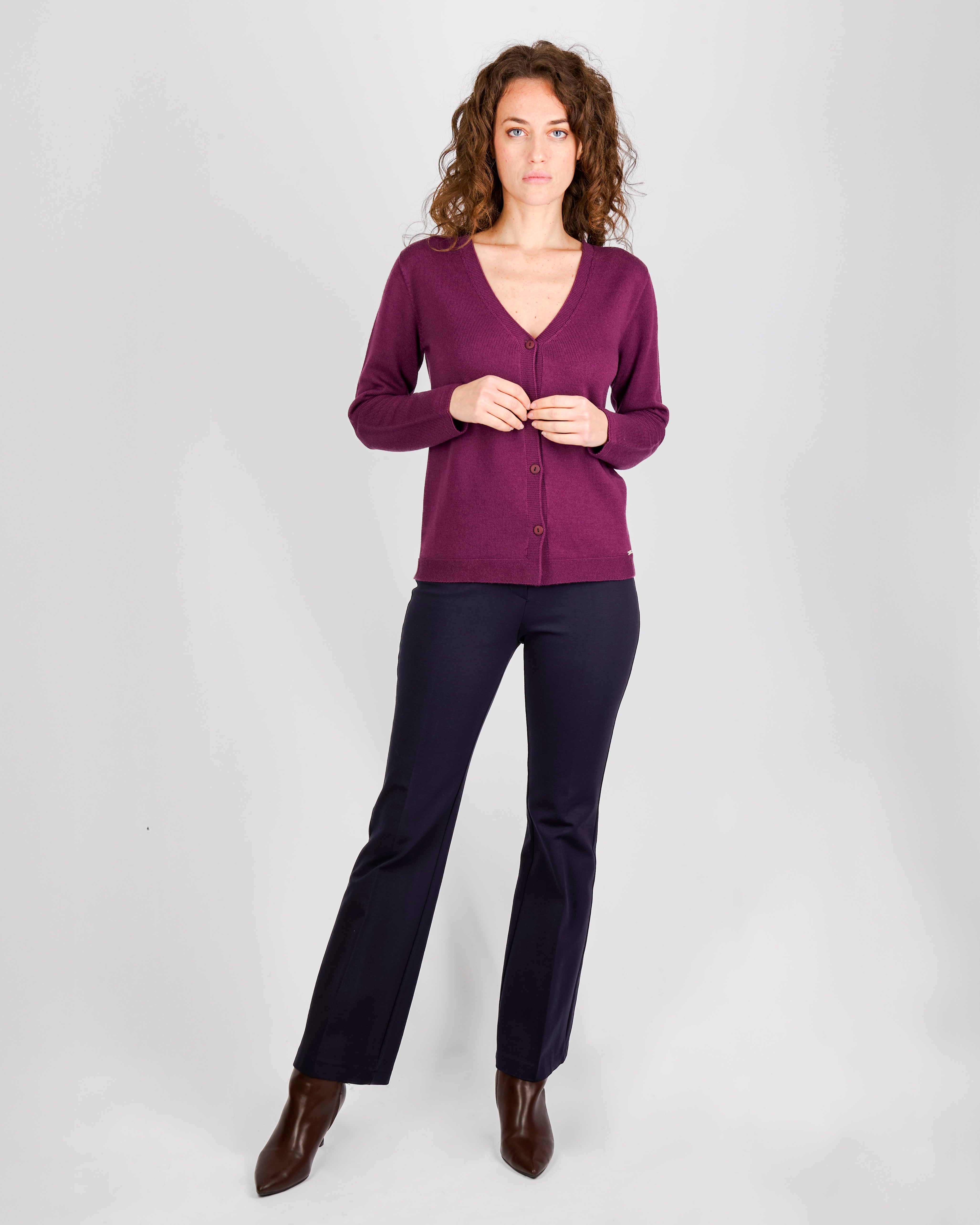 Cardigan rasato bottoni pura lana Z9626