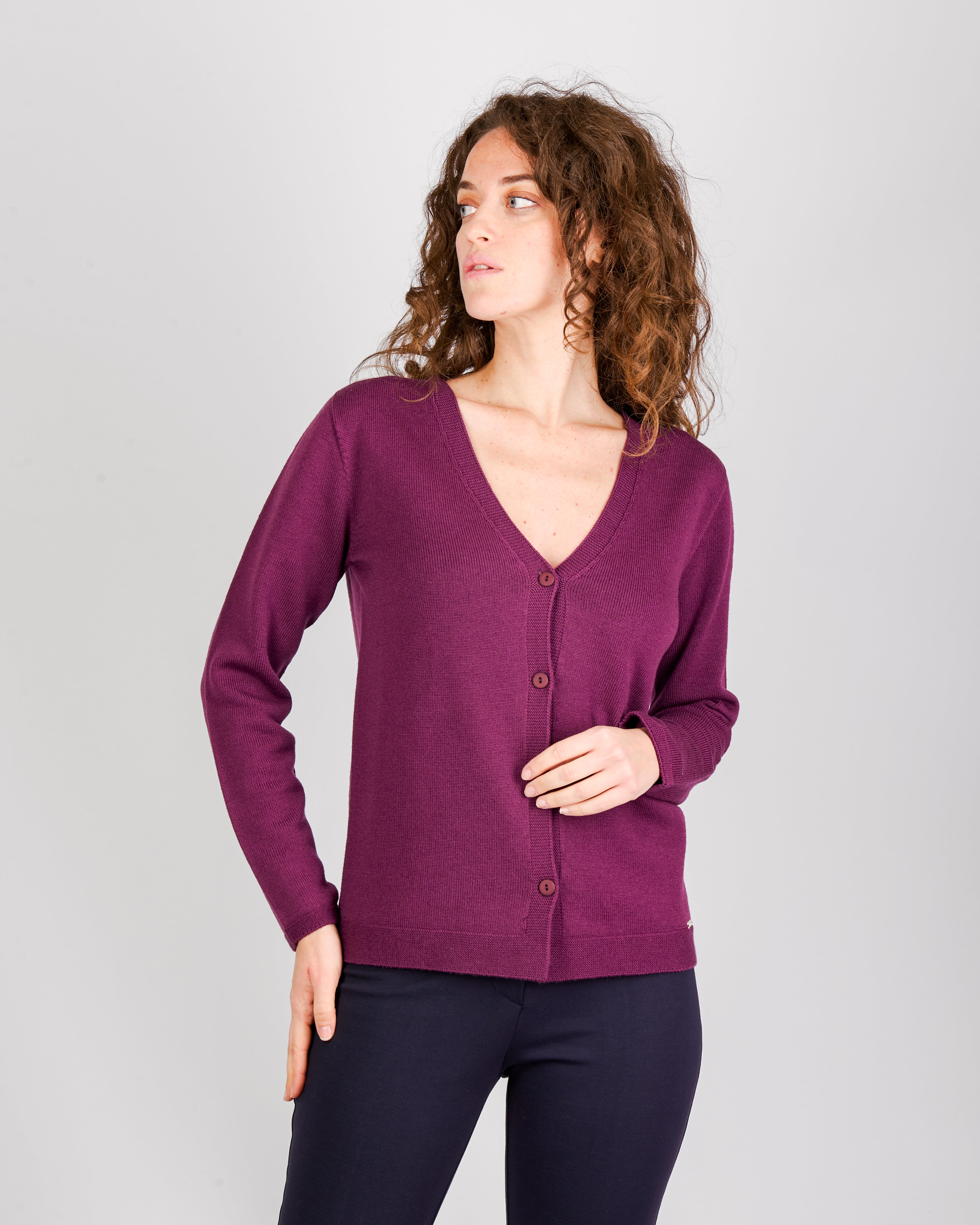 Cardigan rasato bottoni pura lana Z9626