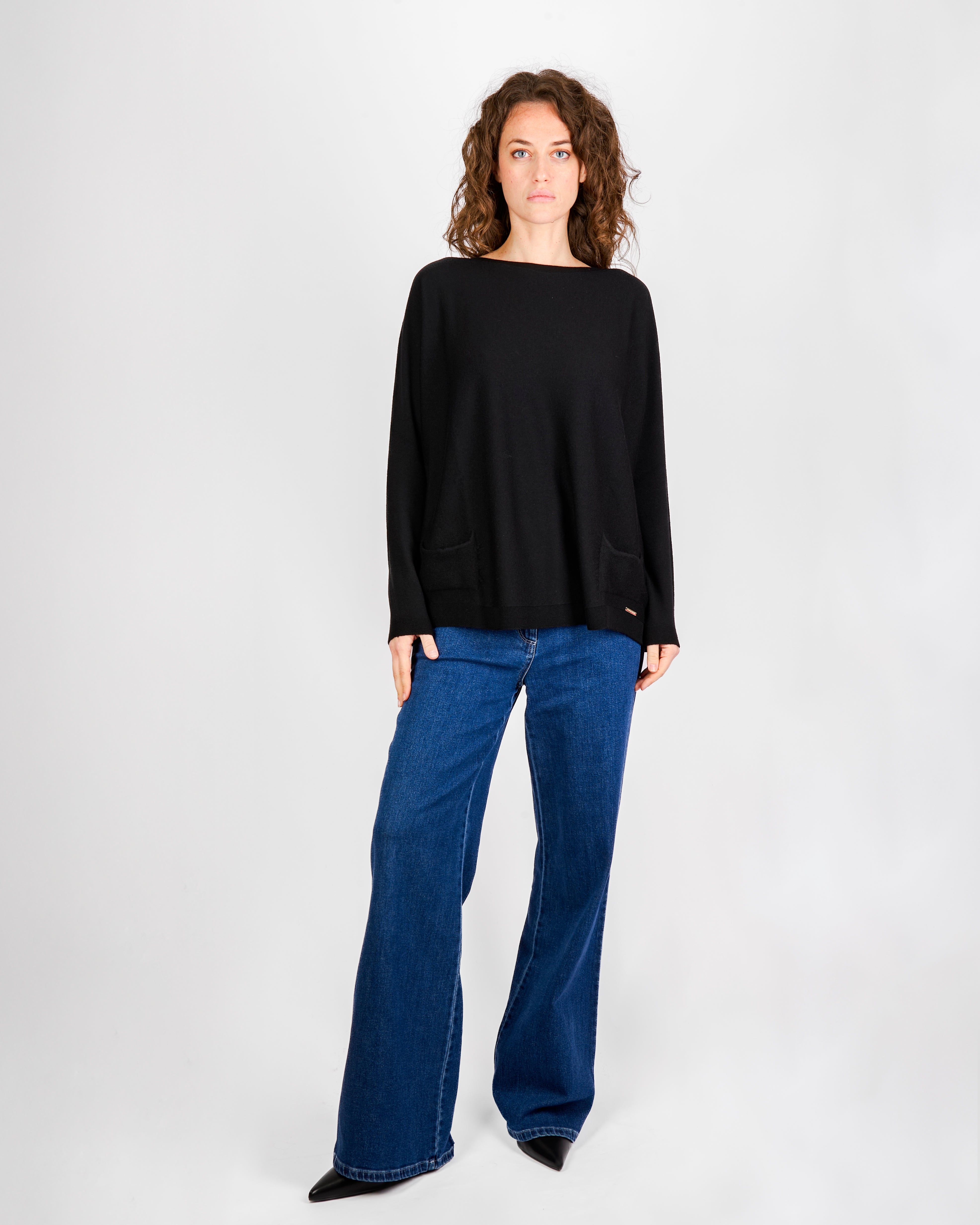 Maglia over tasche pura lana A10/ML