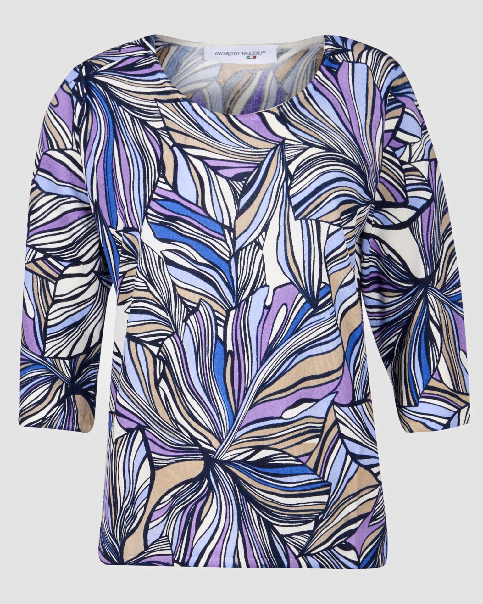 Maglia in viscosa fantasia foglie 7902