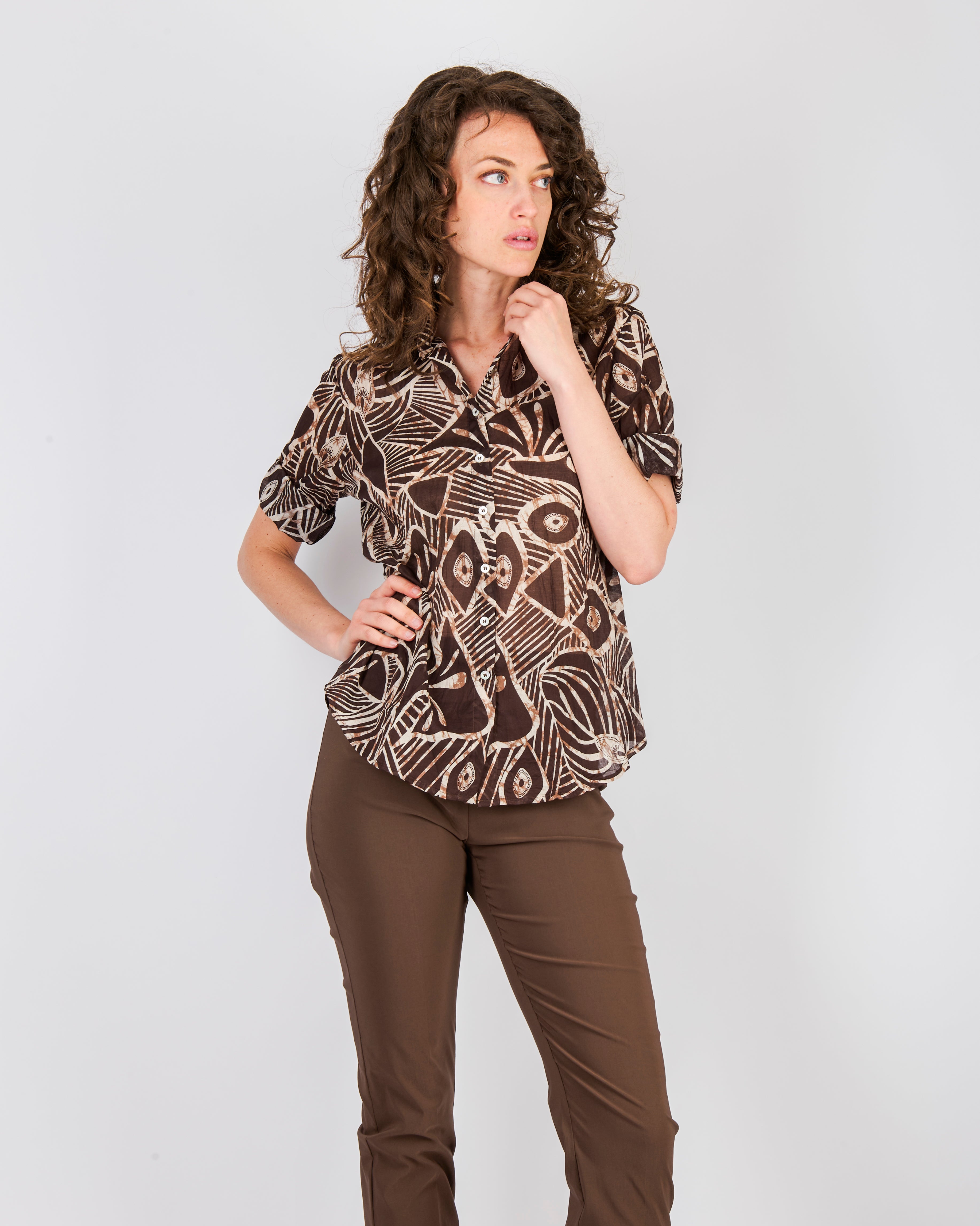 Camicia stampa etnica cotone 25-209
