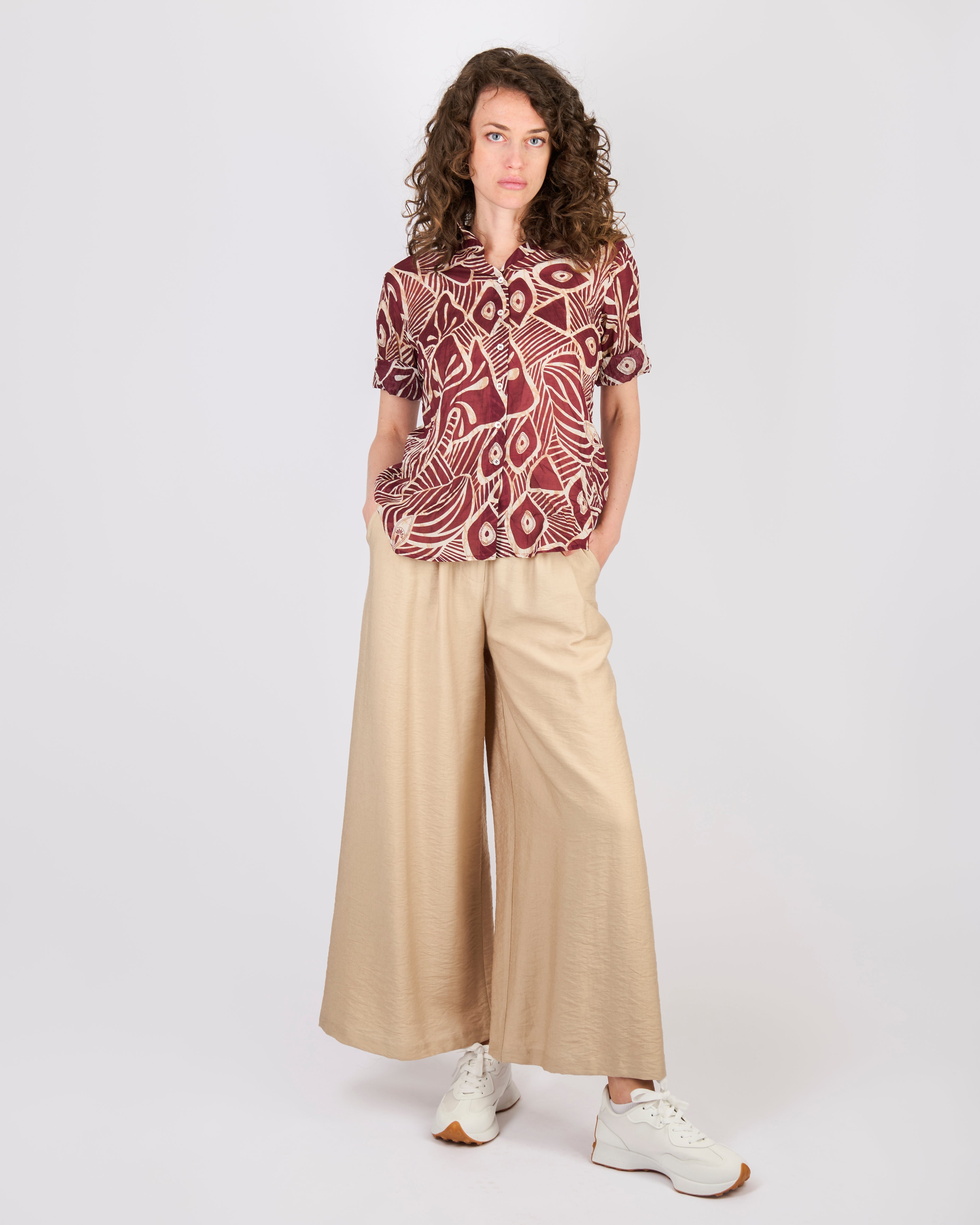 Pantalone fluido in viscosa palazzo DS1030