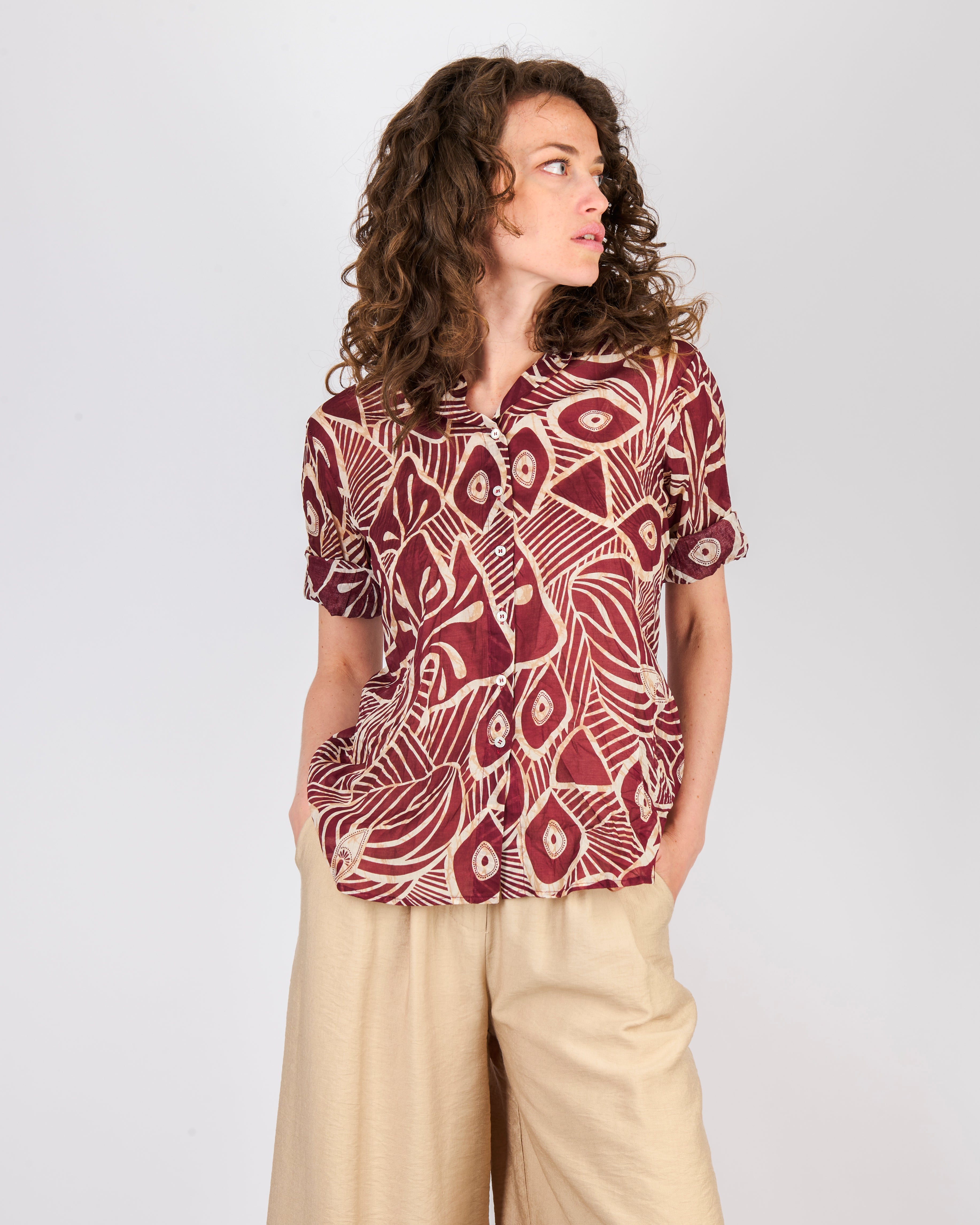 Camicia stampa etnica cotone 25-209
