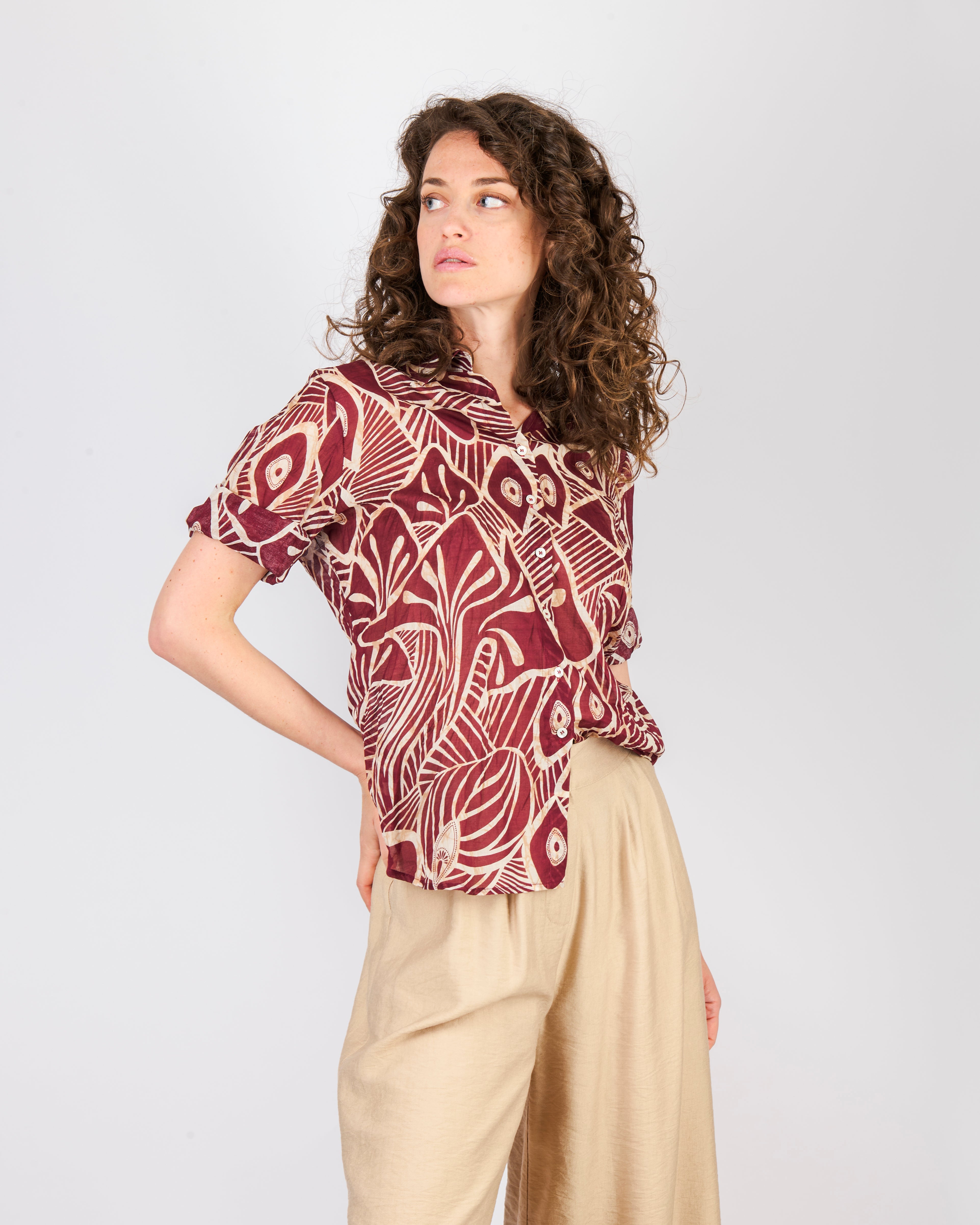 Camicia stampa etnica cotone 25-209