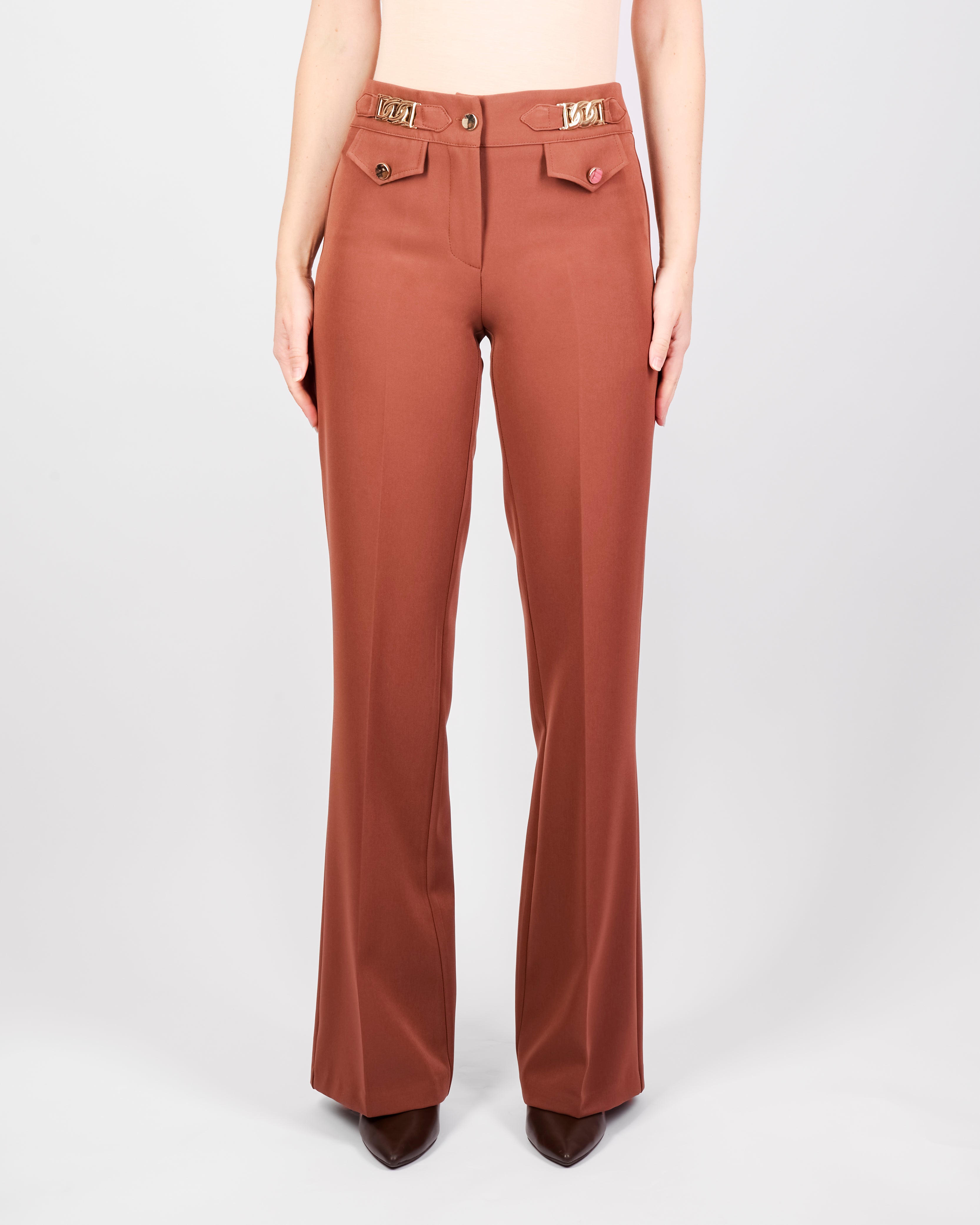 Pantalone con fibbie oro tecnico TISANA