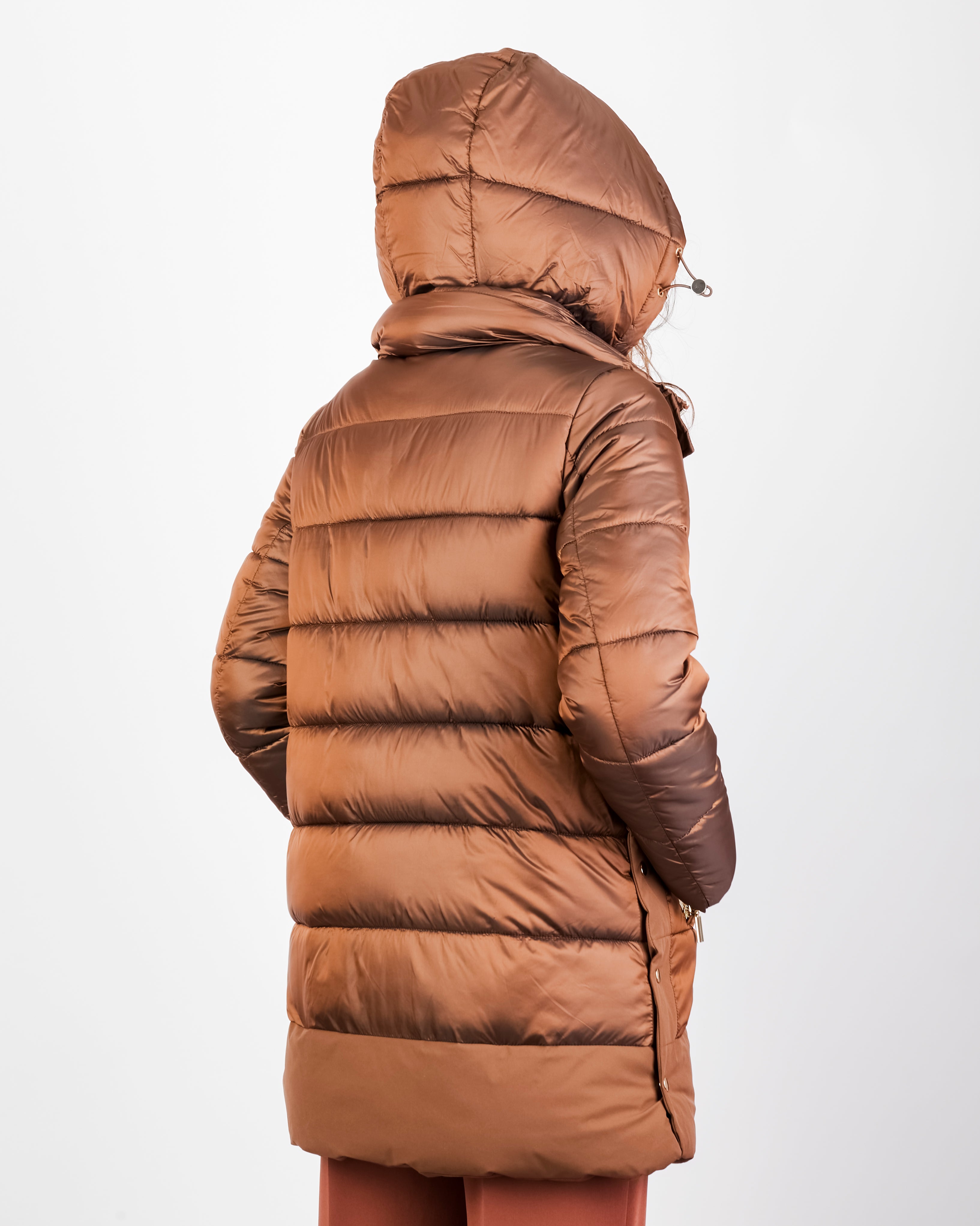 Piumino zip bottoni e cappuccio eco piuma TINA