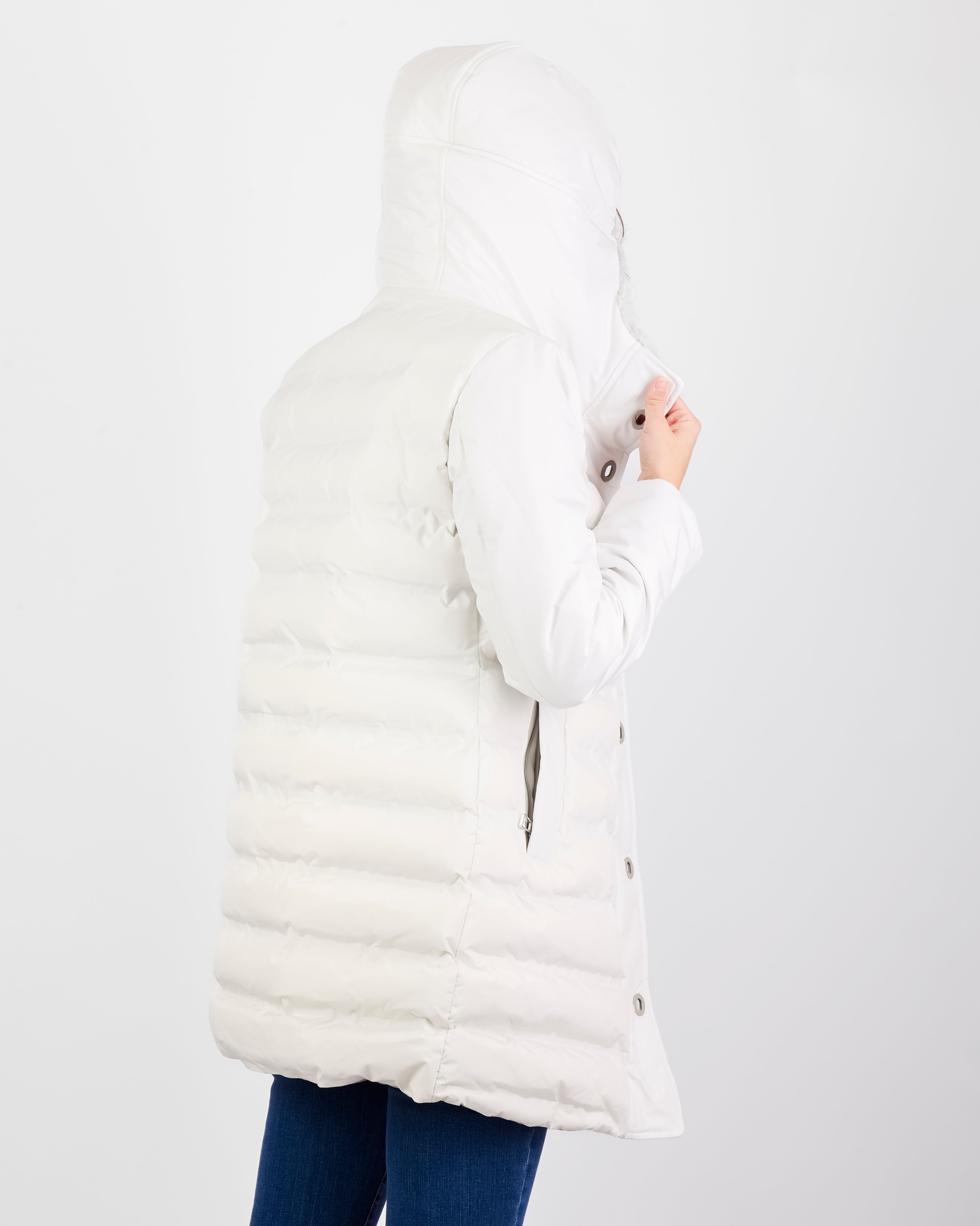 Piumino imbottito eco cappuccio zip bottone ELISA