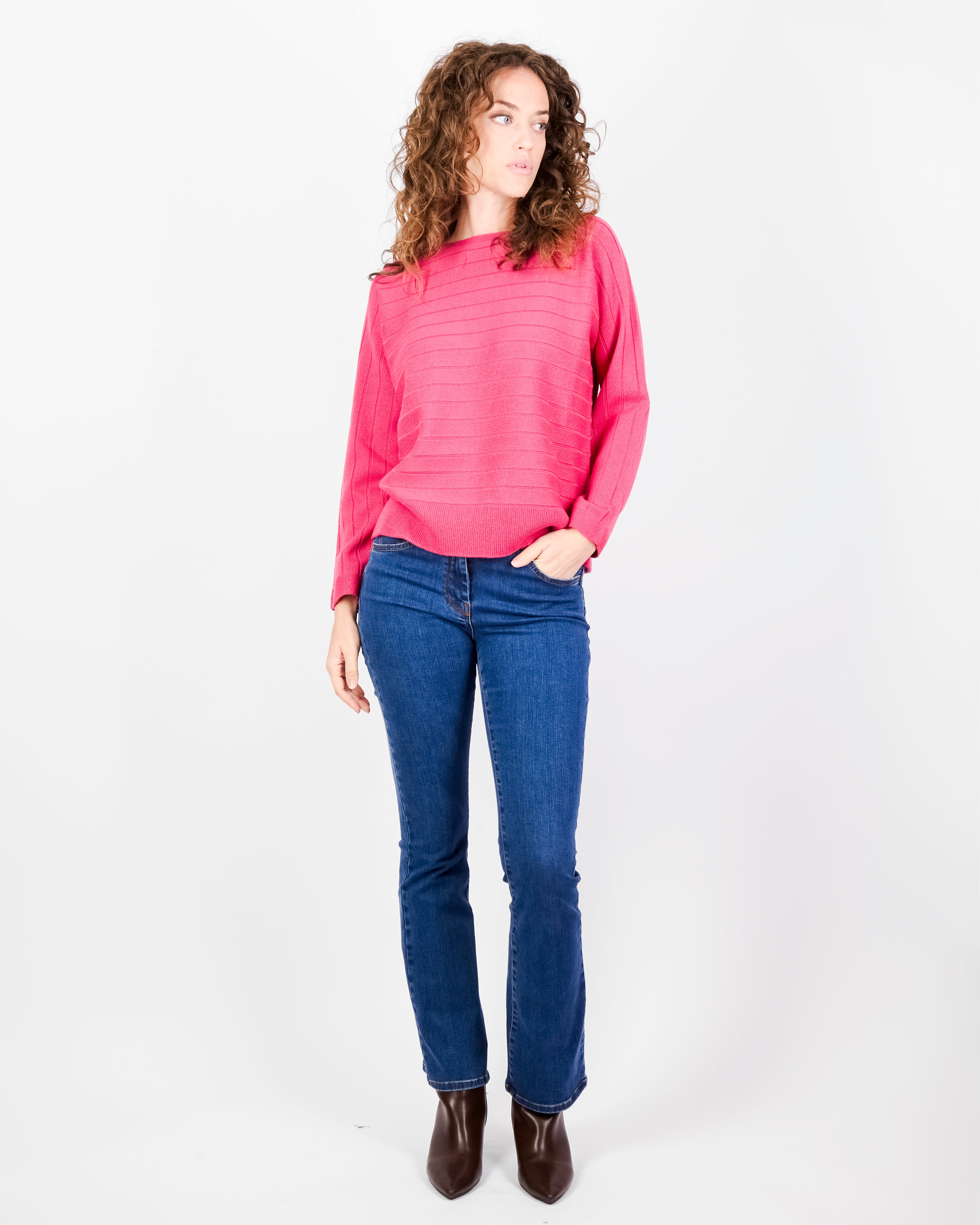 Maglia coste orizzontali pura lana Z9508