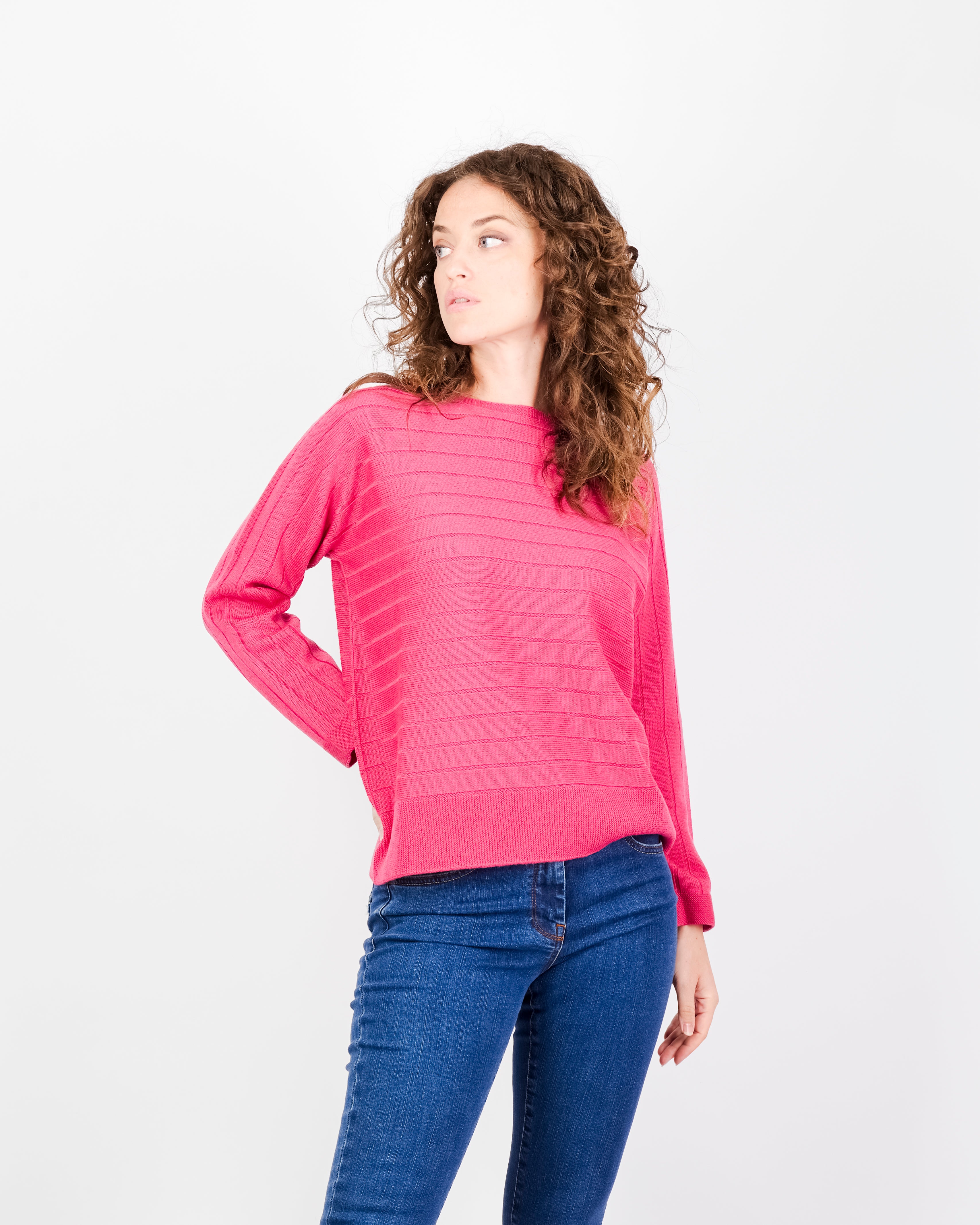 Maglia coste orizzontali pura lana Z9508