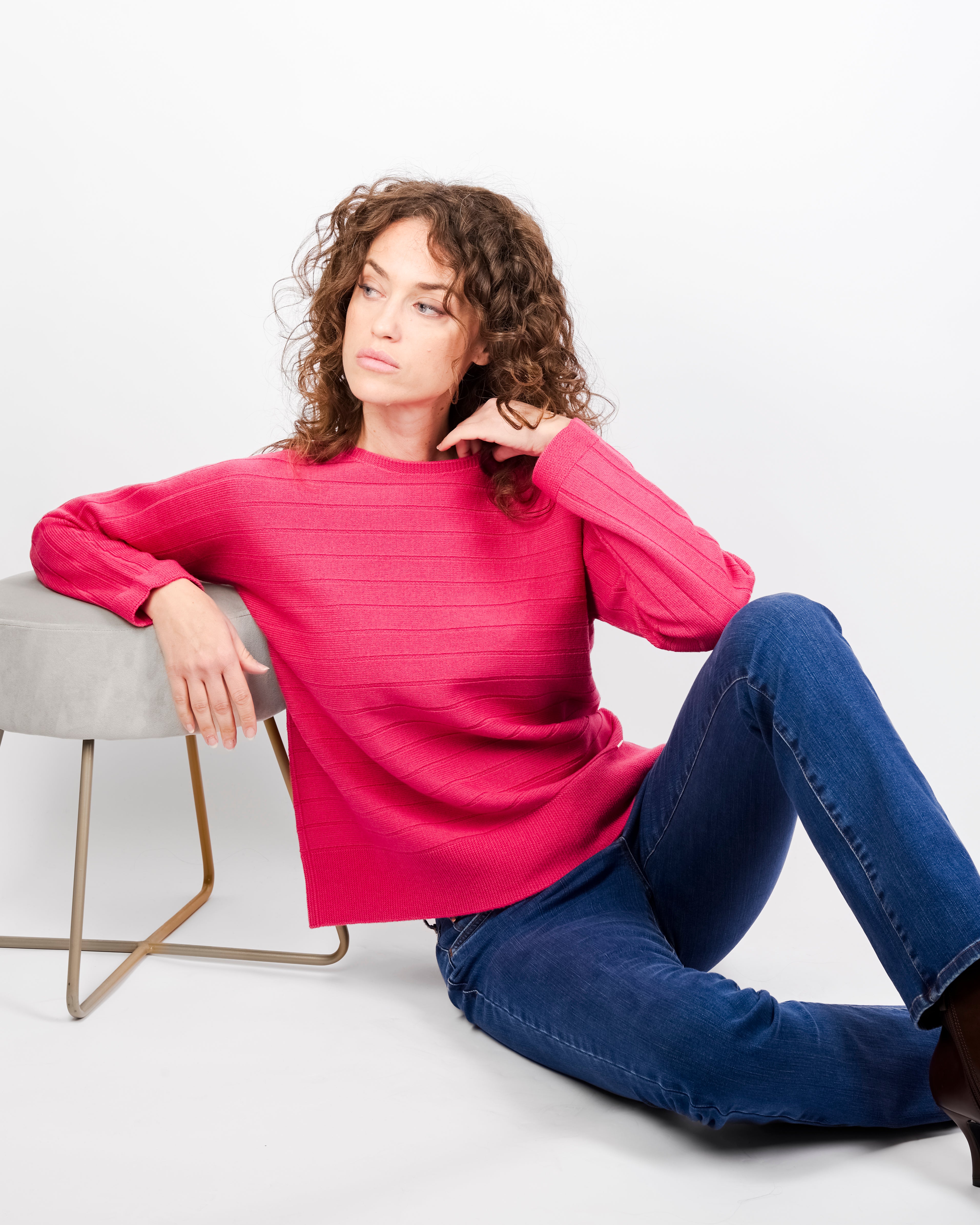 Maglia coste orizzontali pura lana Z9508