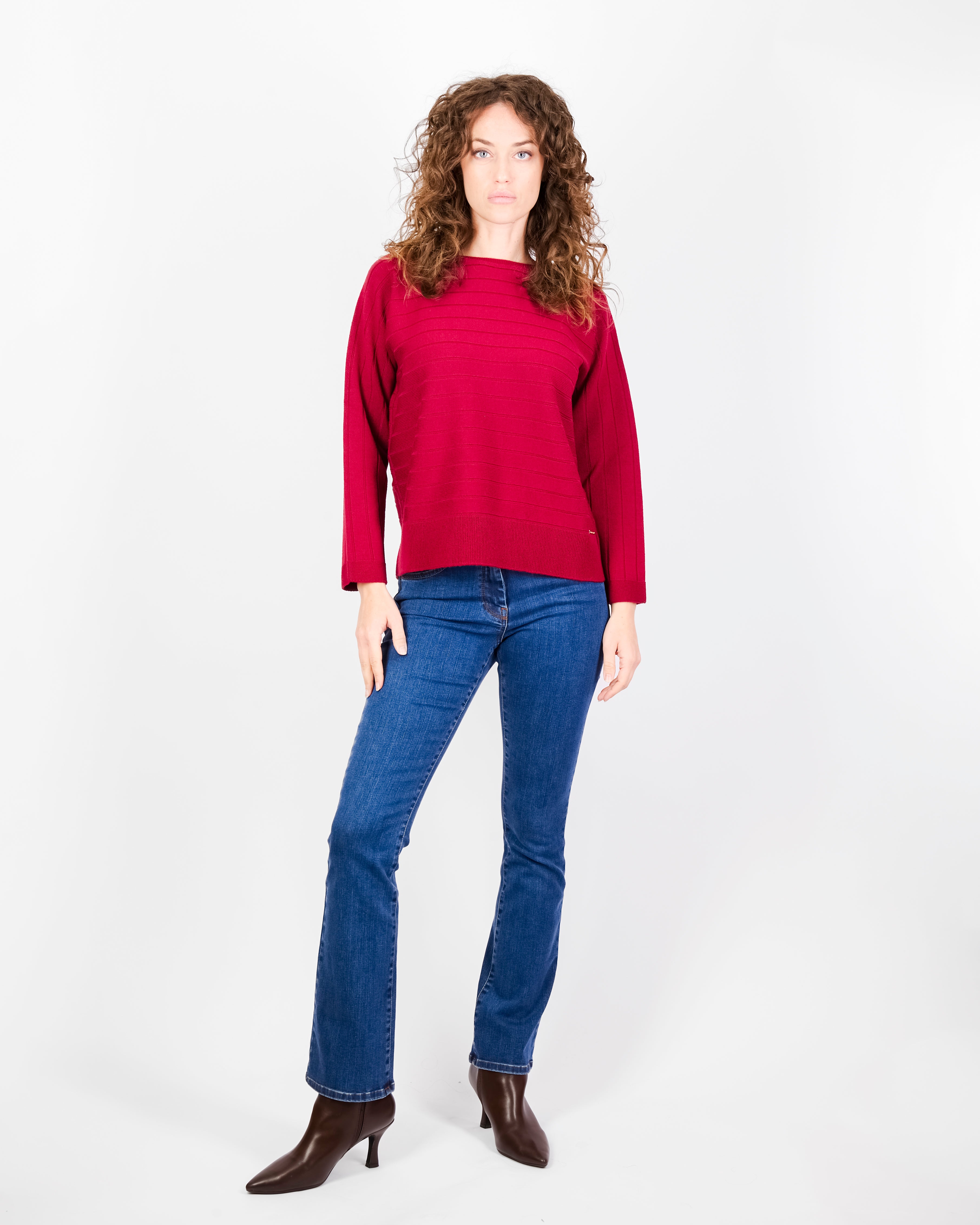 Maglia coste orizzontali pura lana Z9508