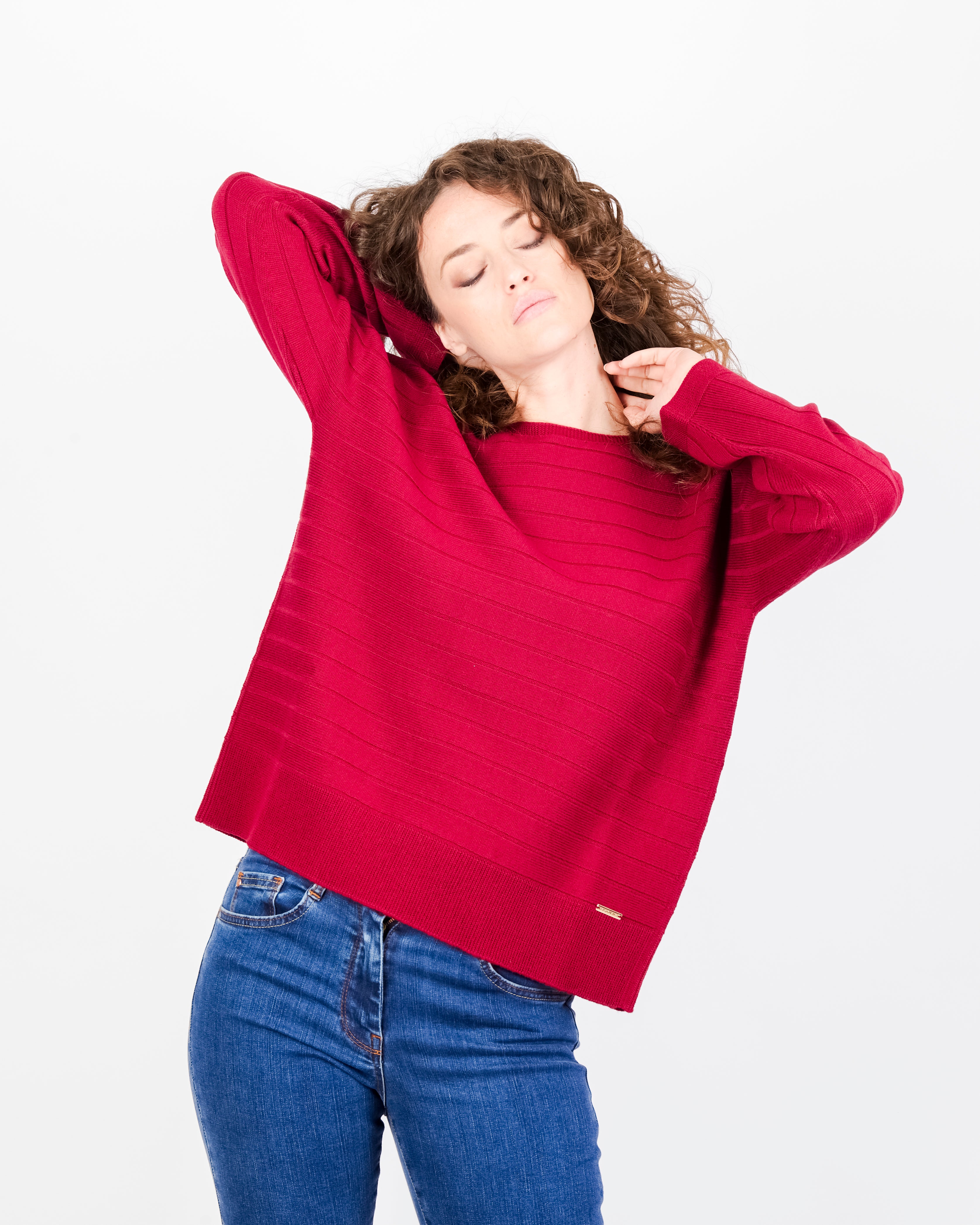 Maglia coste orizzontali pura lana Z9508