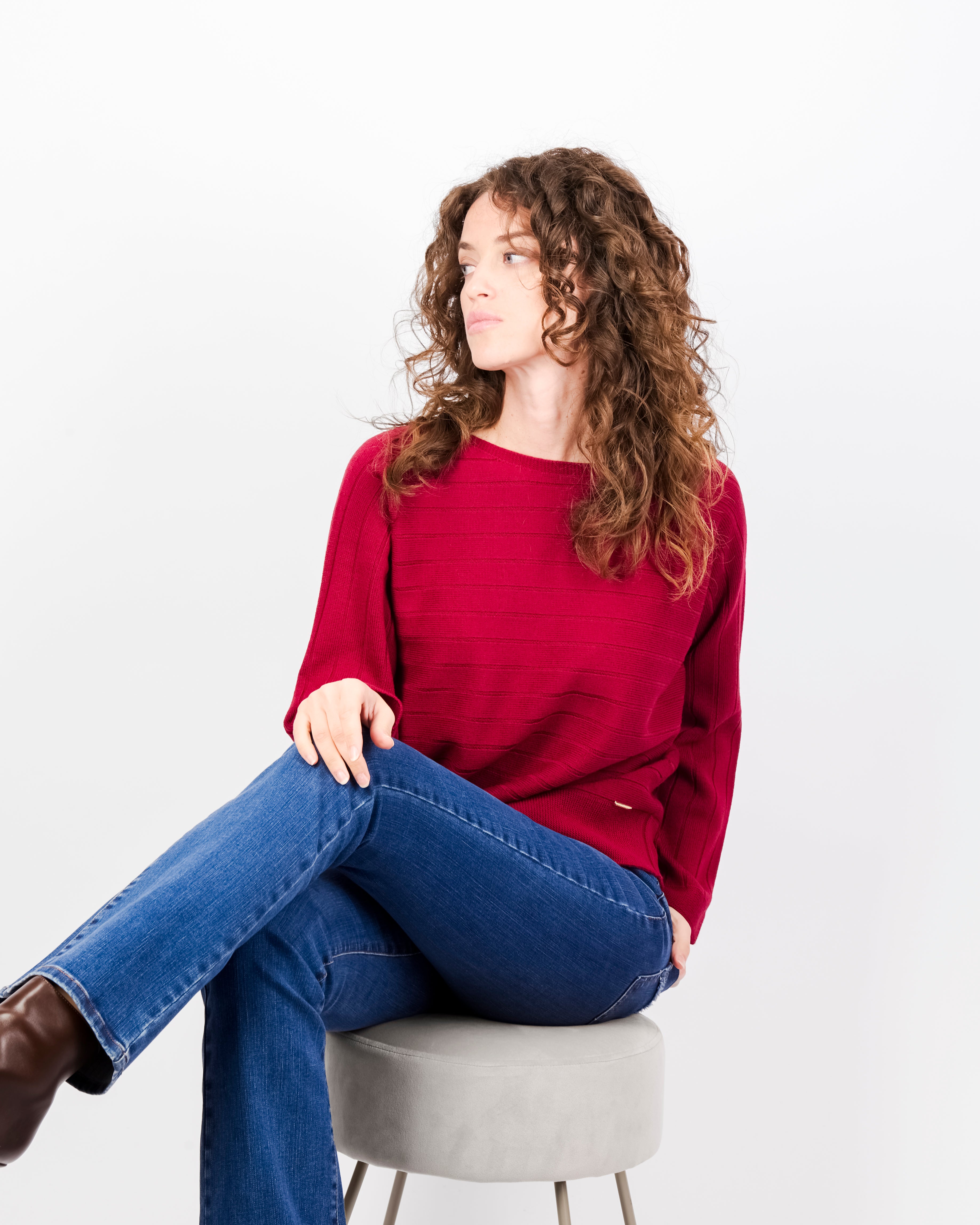 Maglia coste orizzontali pura lana Z9508