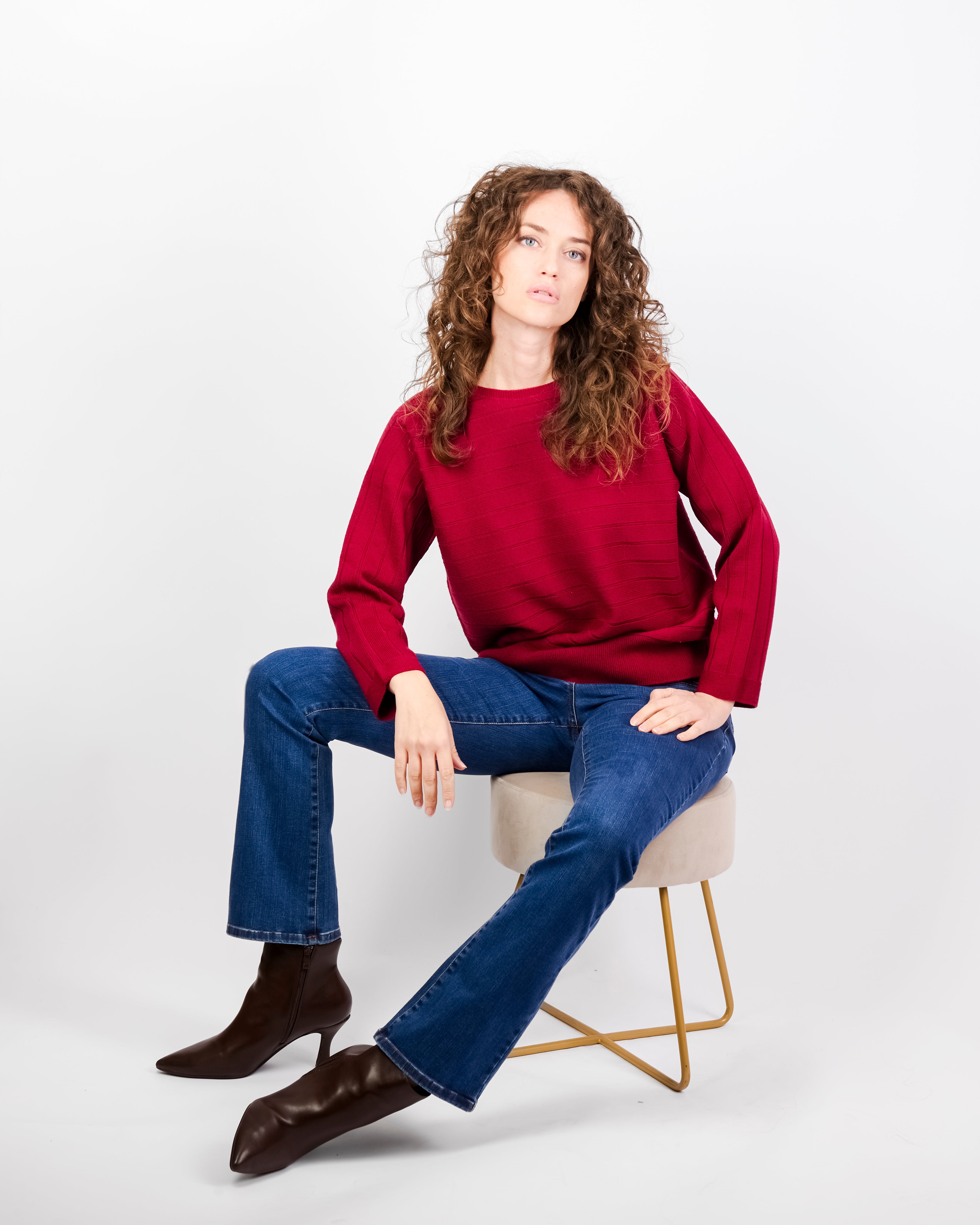 Maglia coste orizzontali pura lana Z9508