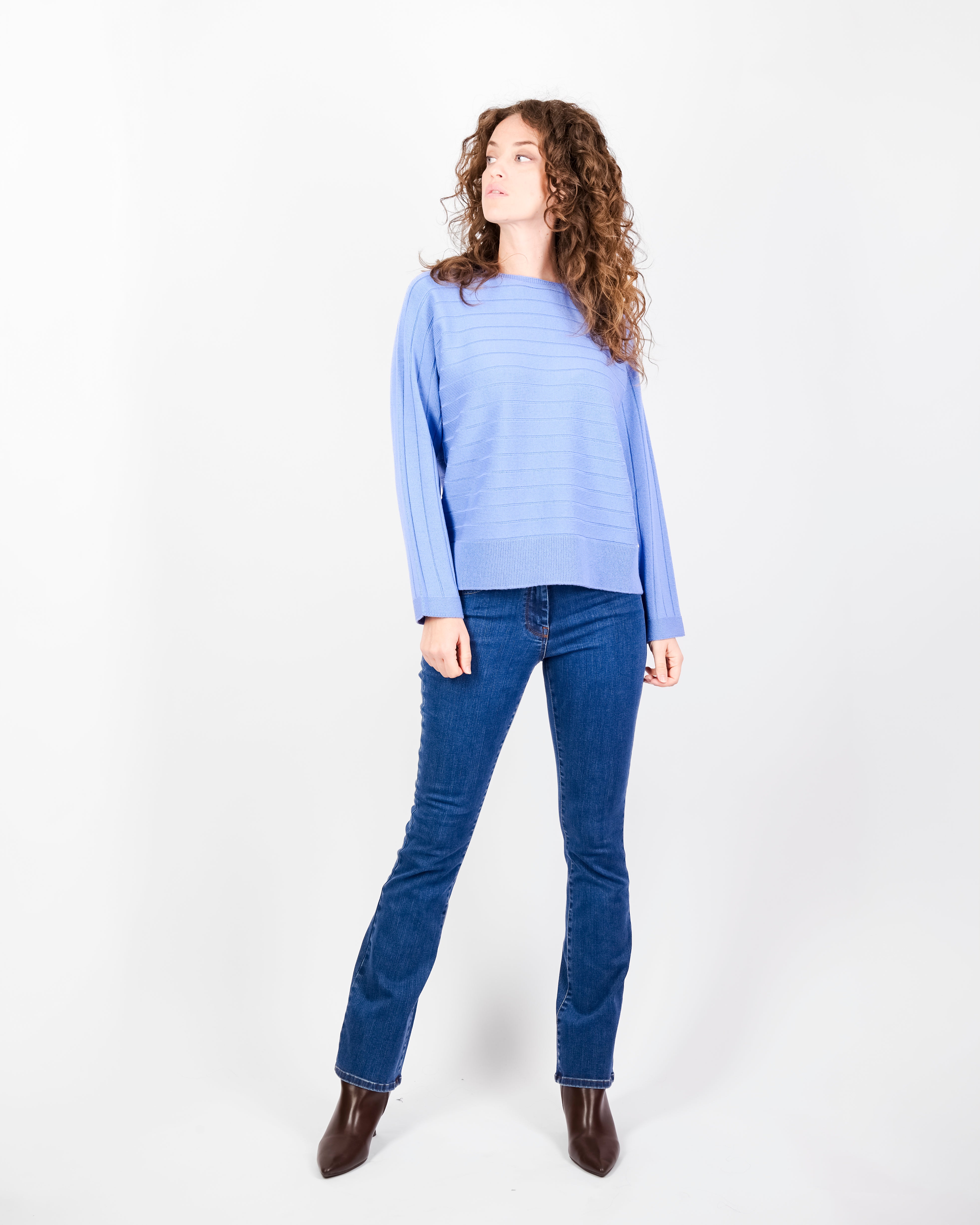 Maglia coste orizzontali pura lana Z9508