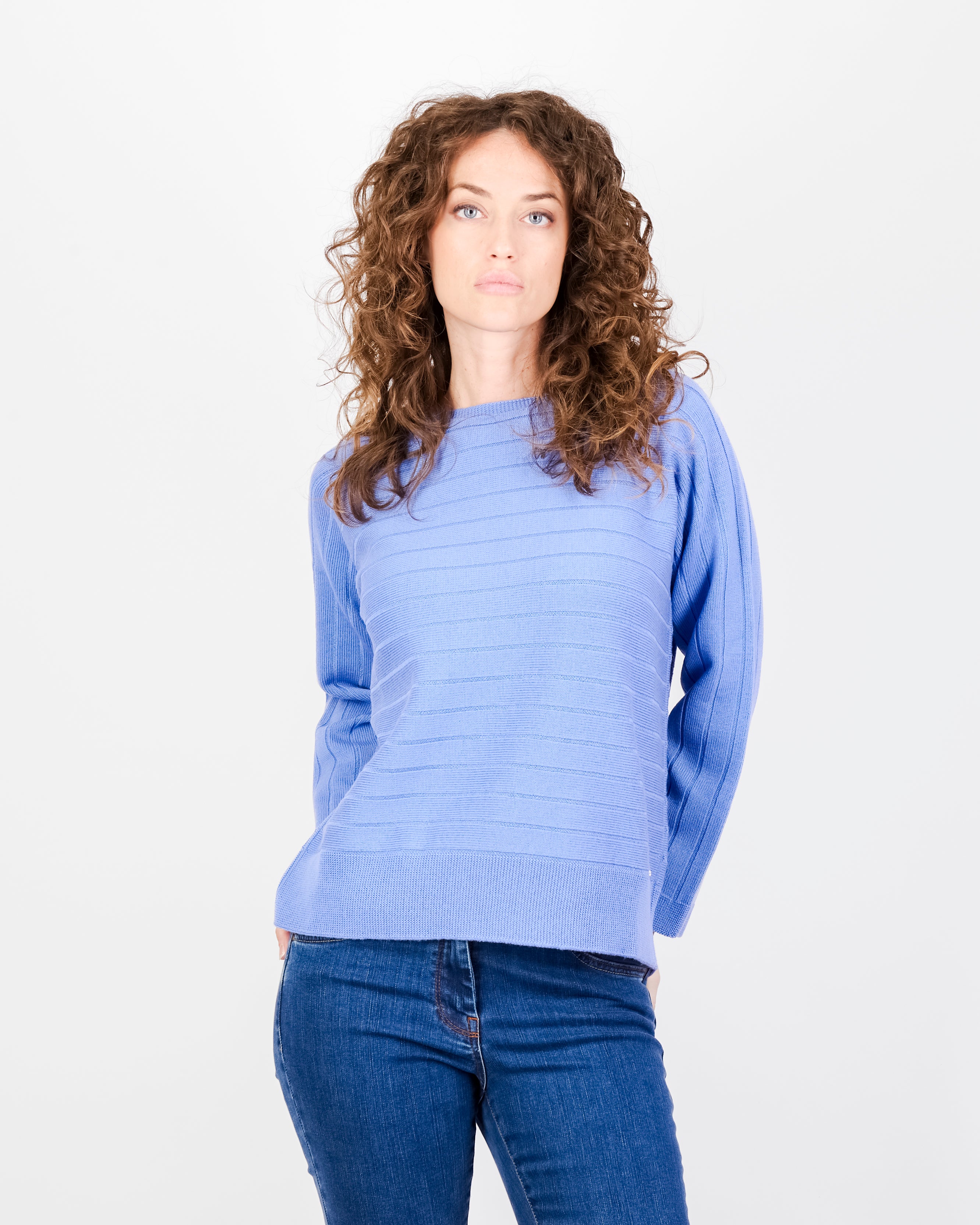 Maglia coste orizzontali pura lana Z9508