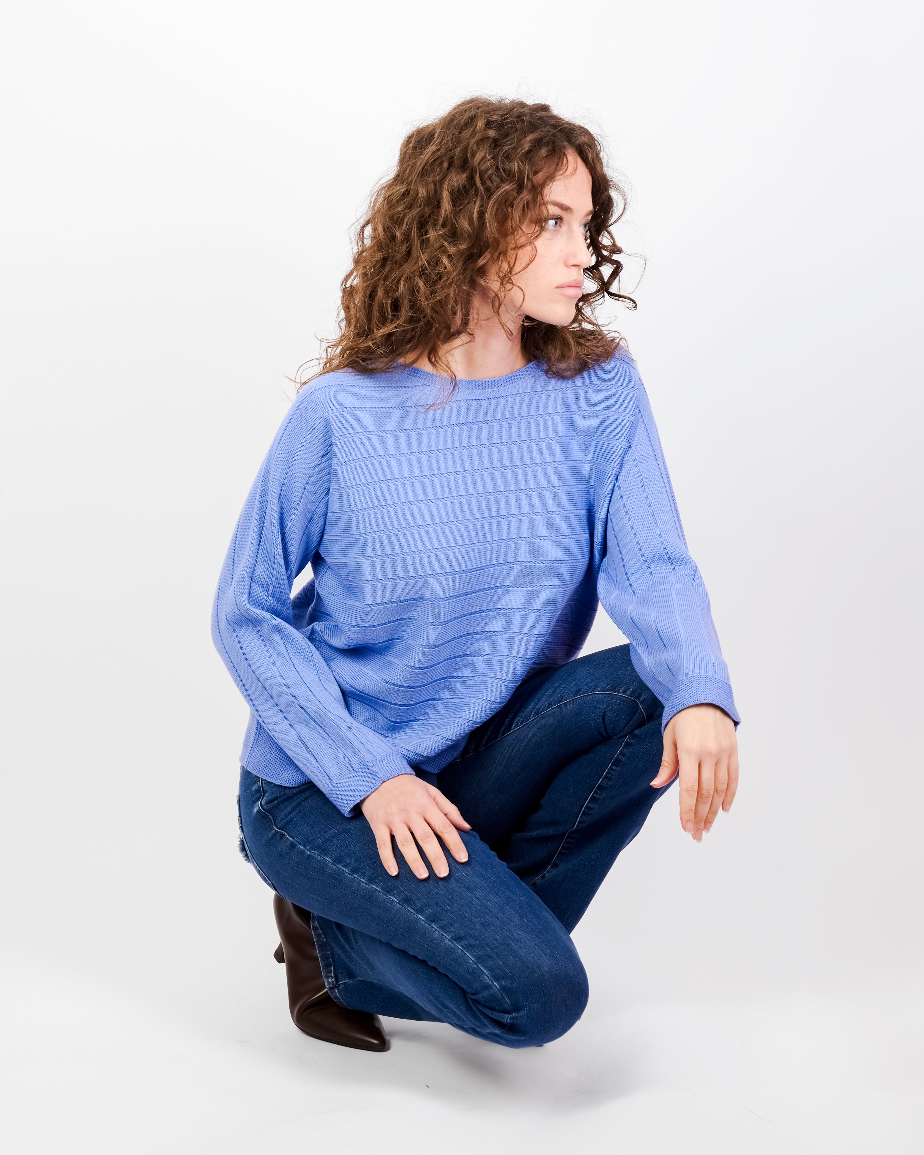 Maglia coste orizzontali pura lana Z9508