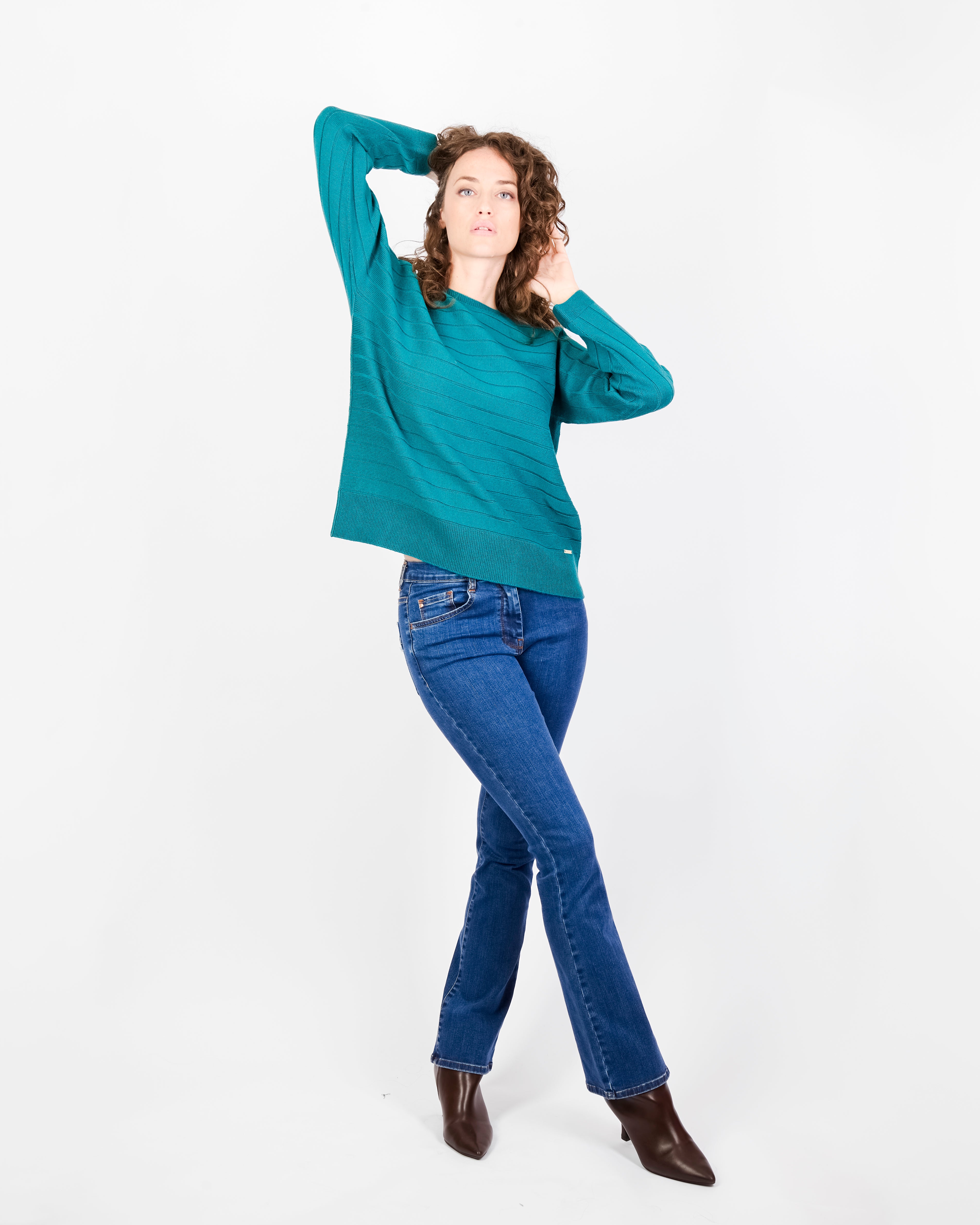 Maglia coste orizzontali pura lana Z9508