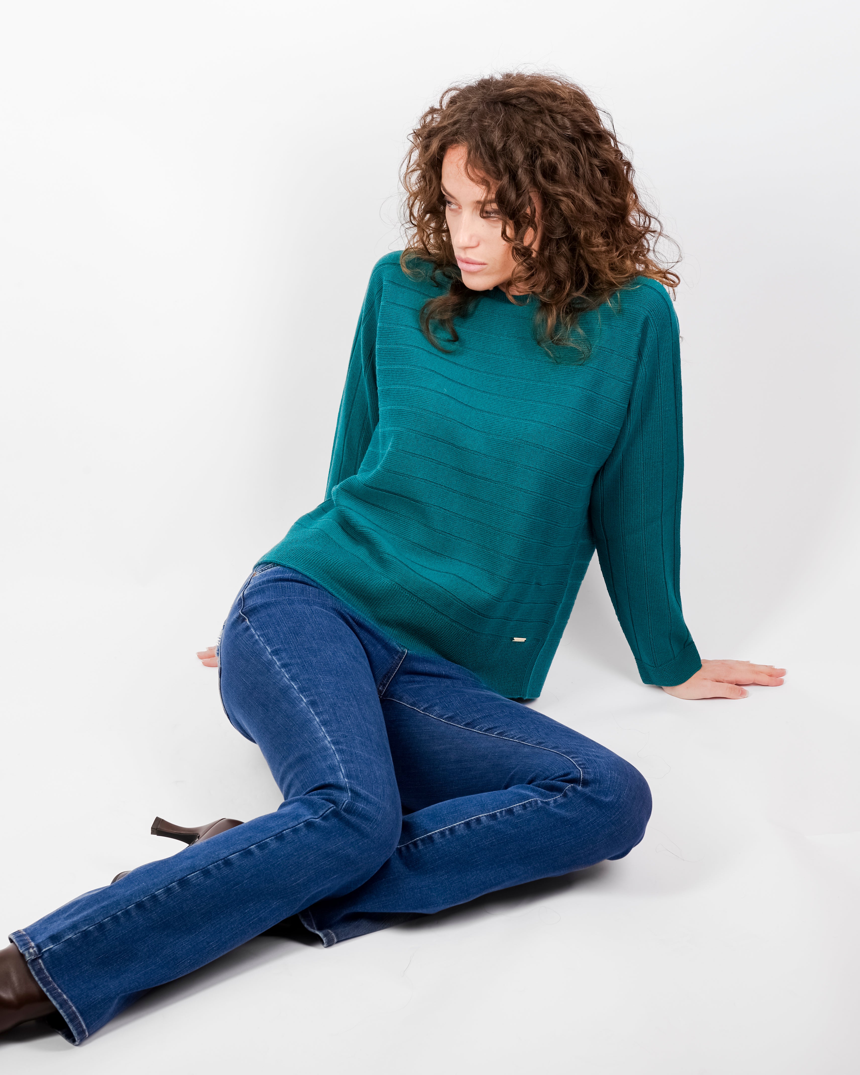 Maglia coste orizzontali pura lana Z9508