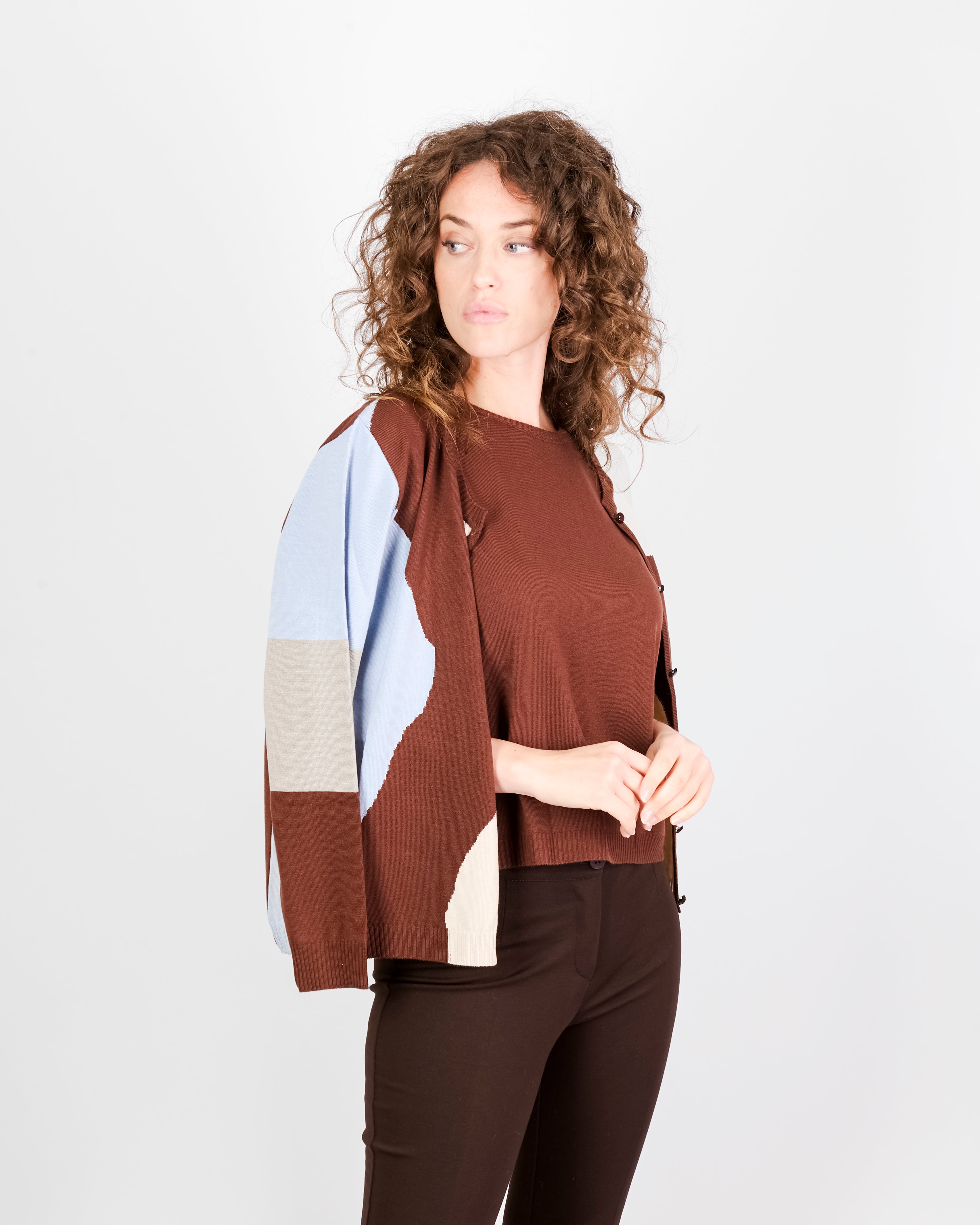 Twinset con giacca intarsio TWIN1969