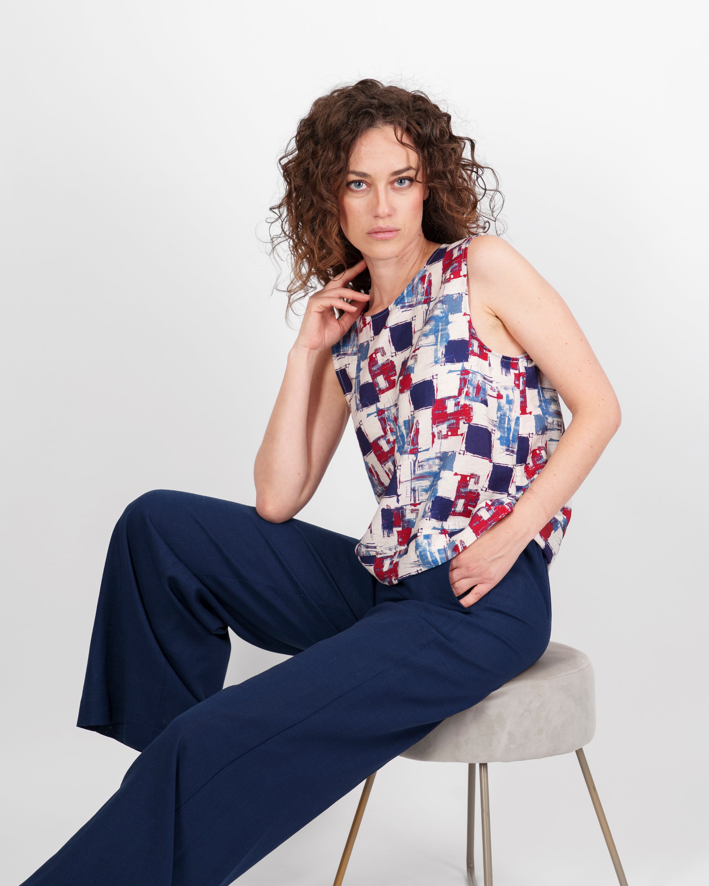 Blusa smanicata Viscosa e Lino 1406/30