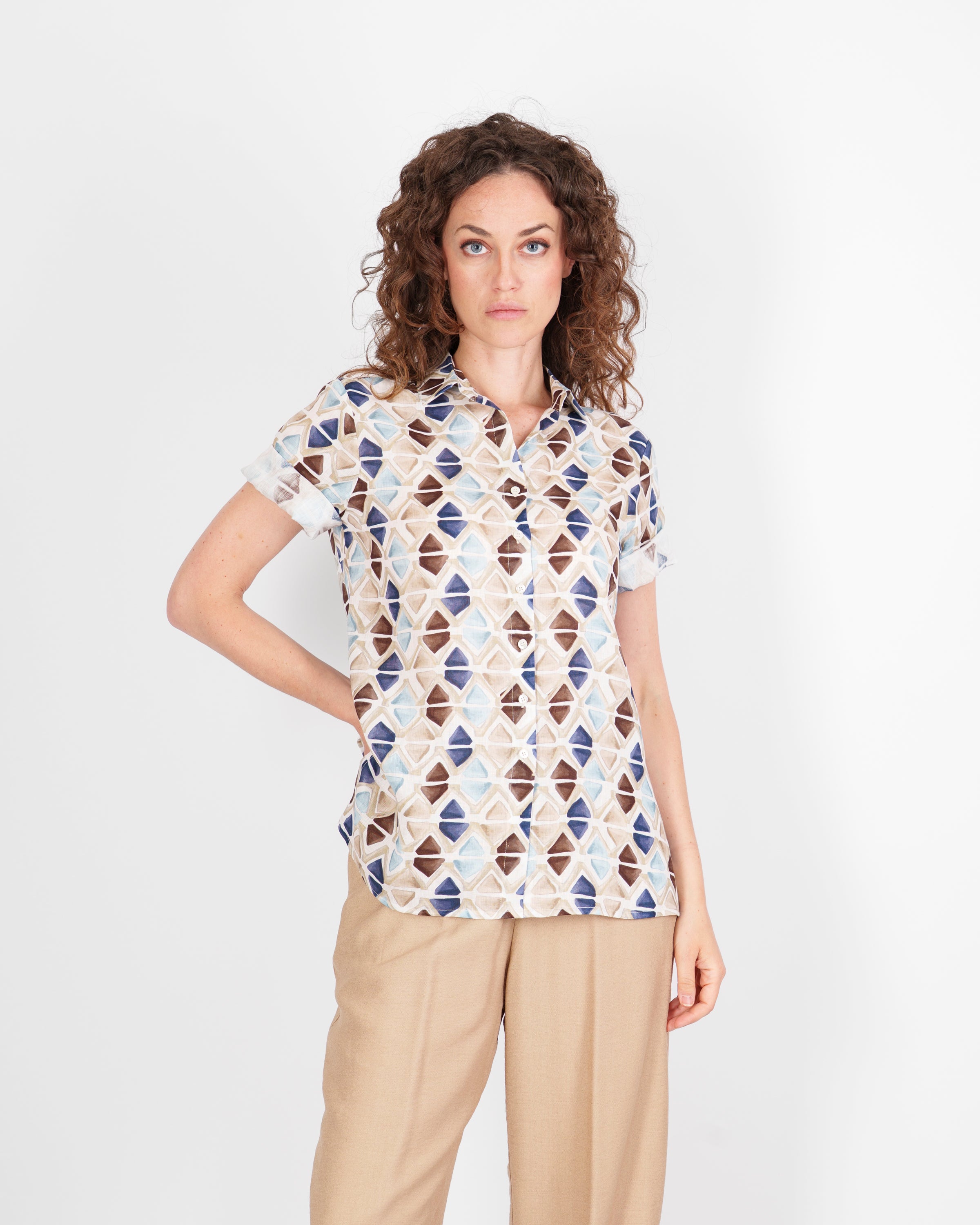 Camicia in puro lino fantasia 26-100