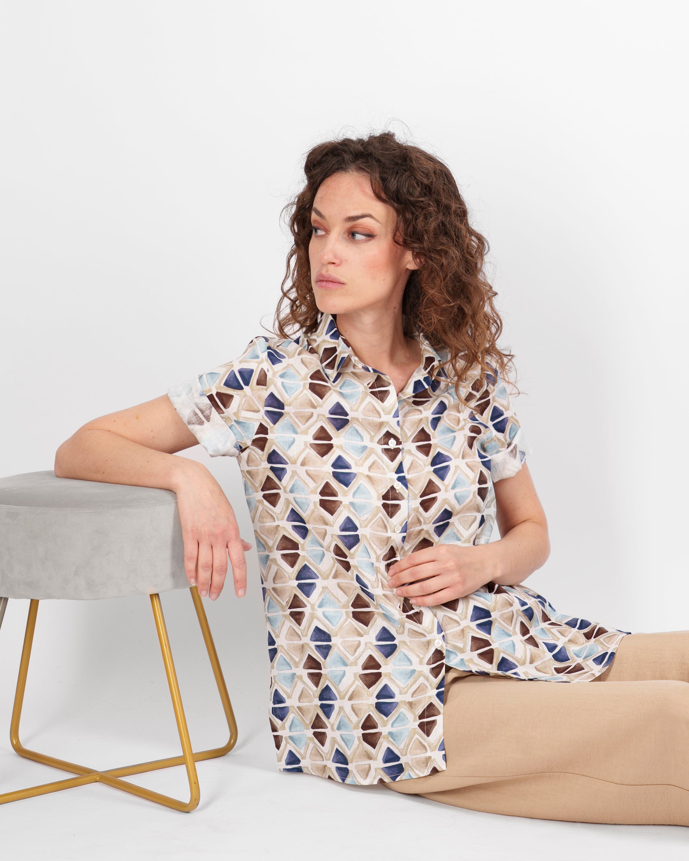 Camicia in puro lino fantasia 26-100