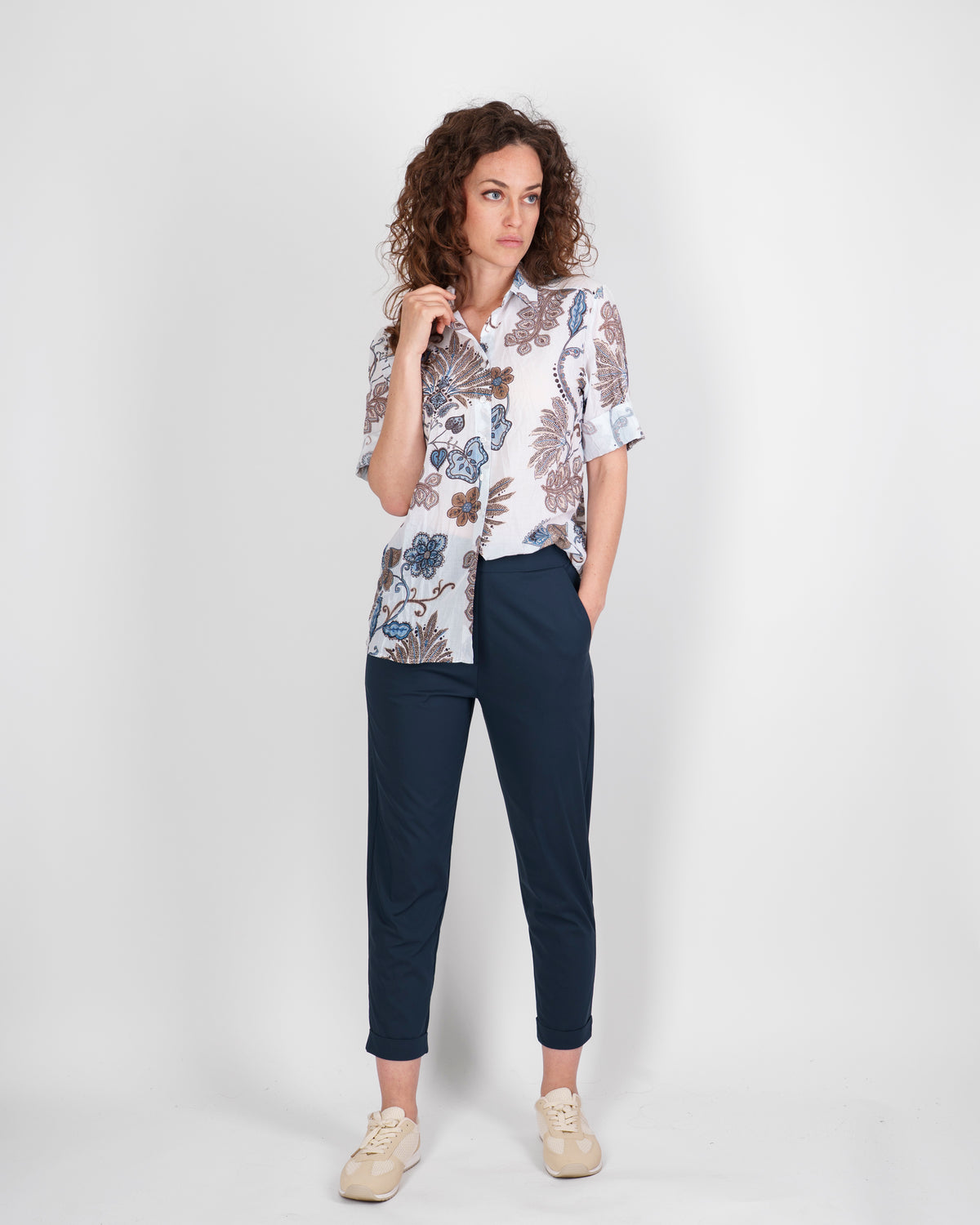 Pantalone in cotone con risvolto 1012/60