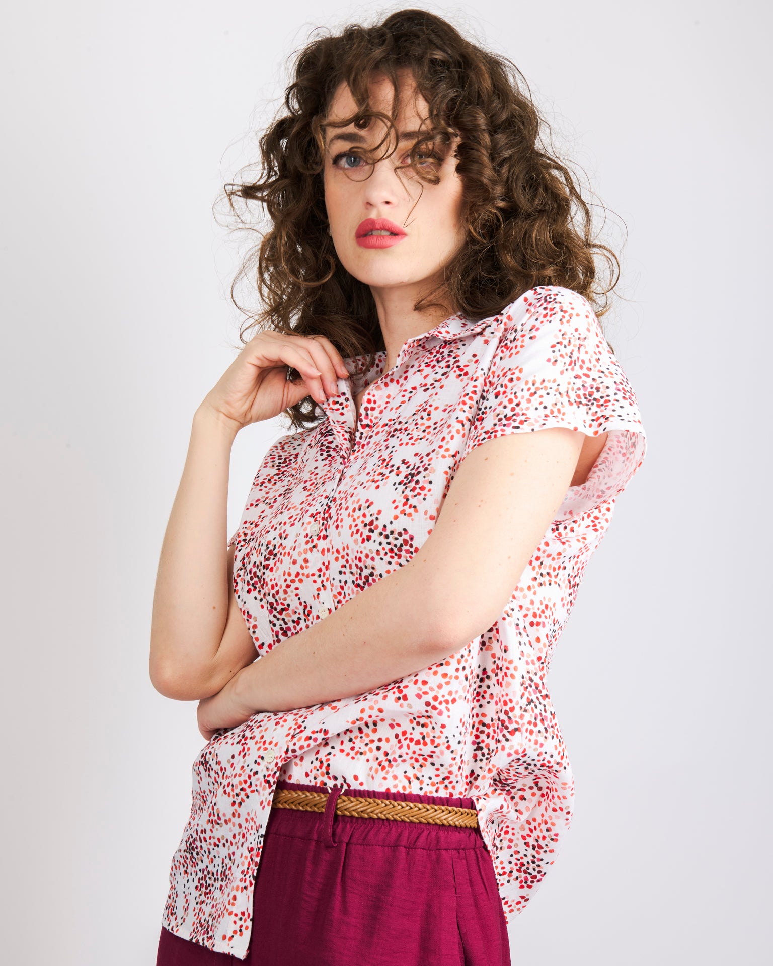 Camicia fantasia cotone e lino 25-89M